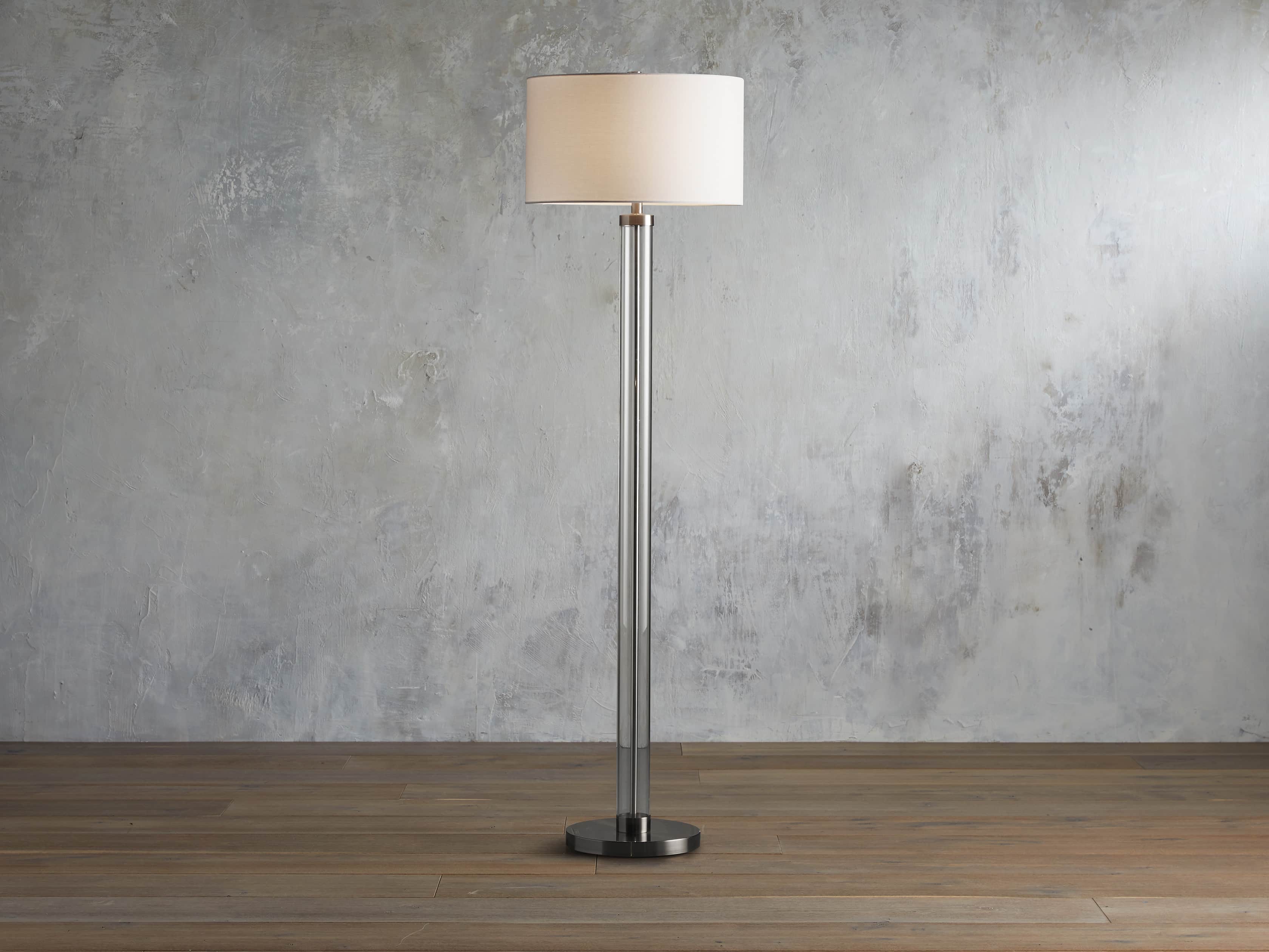 Glass Column Nickel Floor Lamp, slide 2 of 4