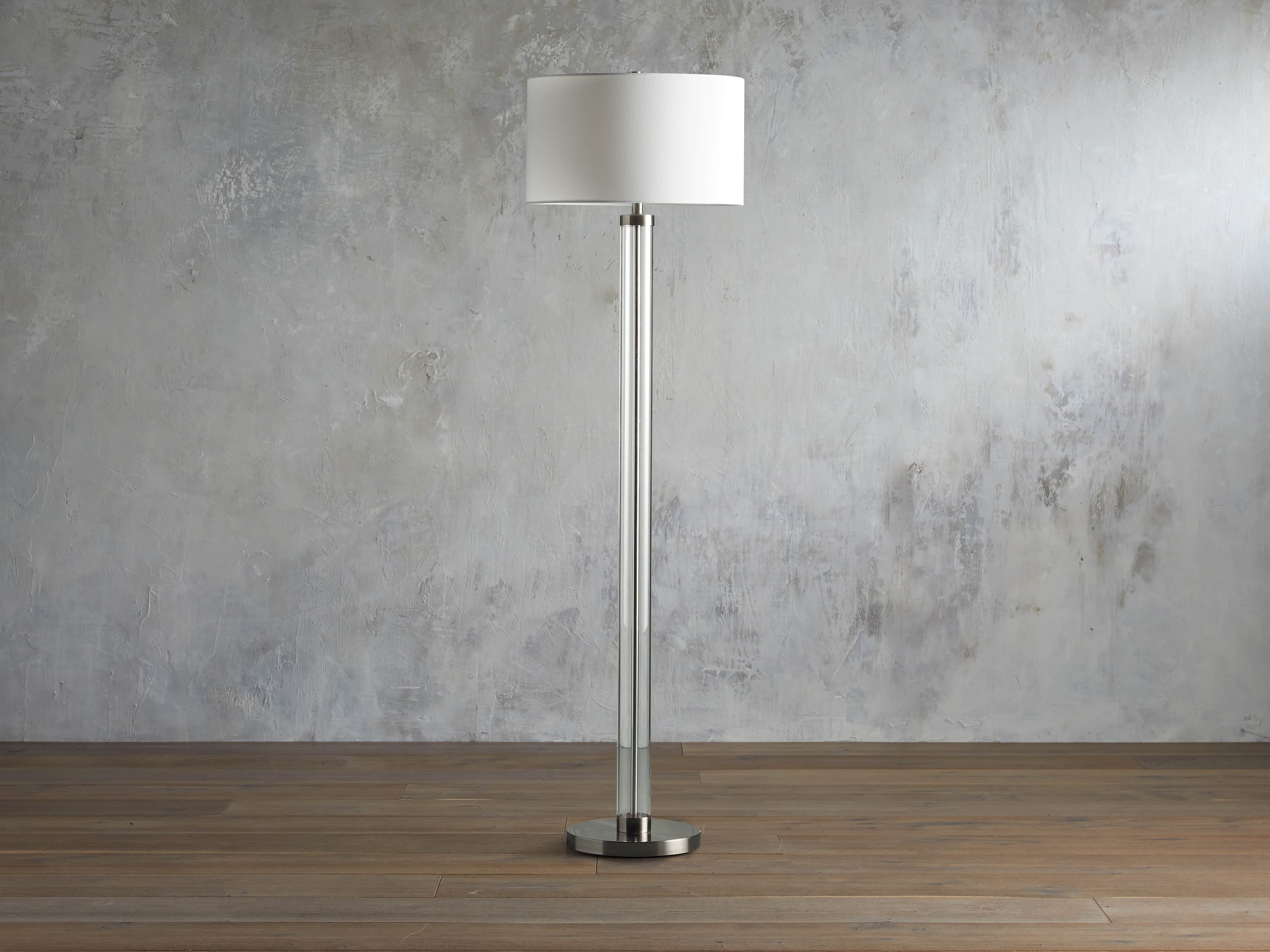 Glass Column Nickel Floor Lamp, slide 1 of 4