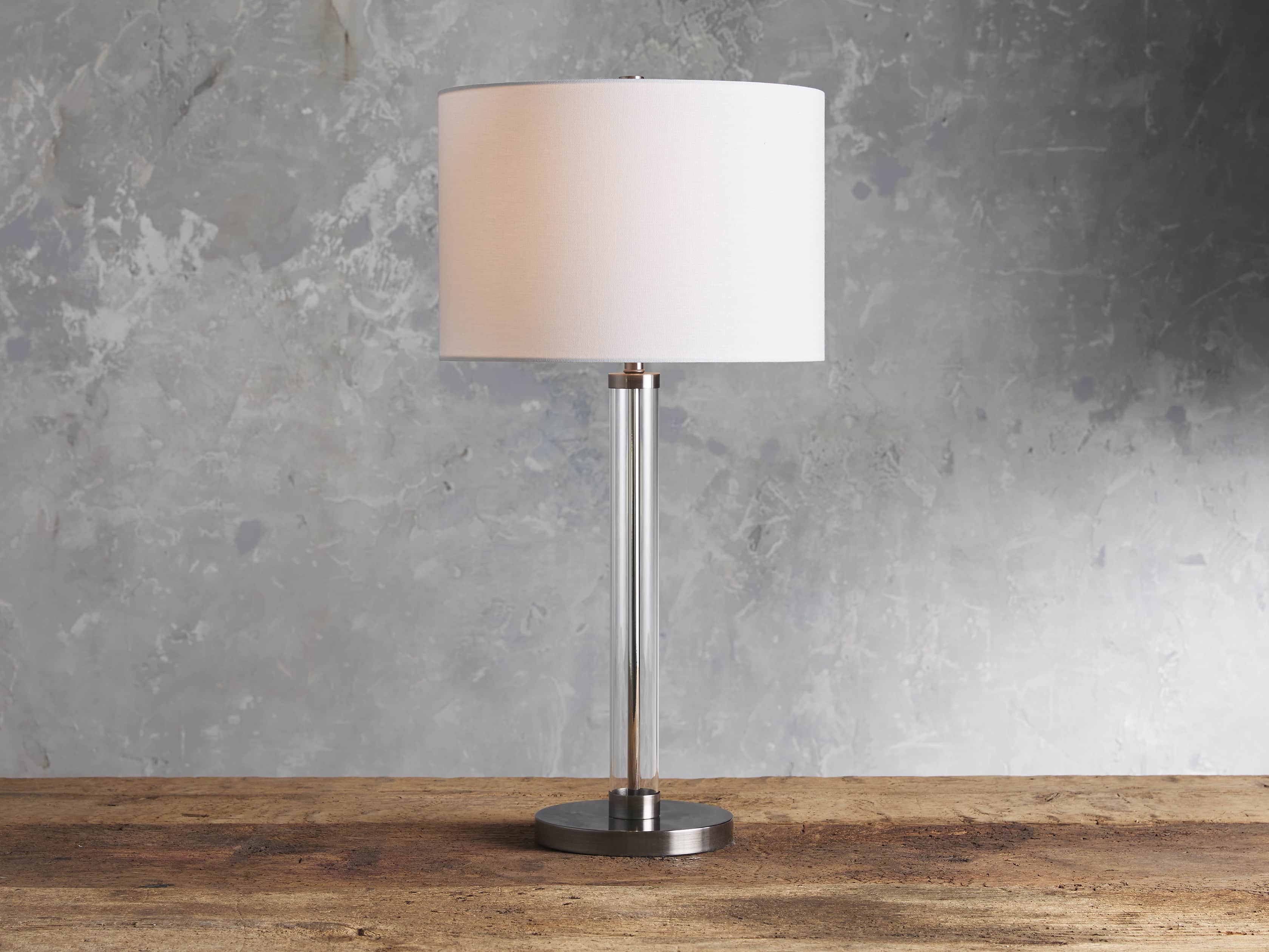 Glass Column Nickel Table Lamp, slide 1 of 4