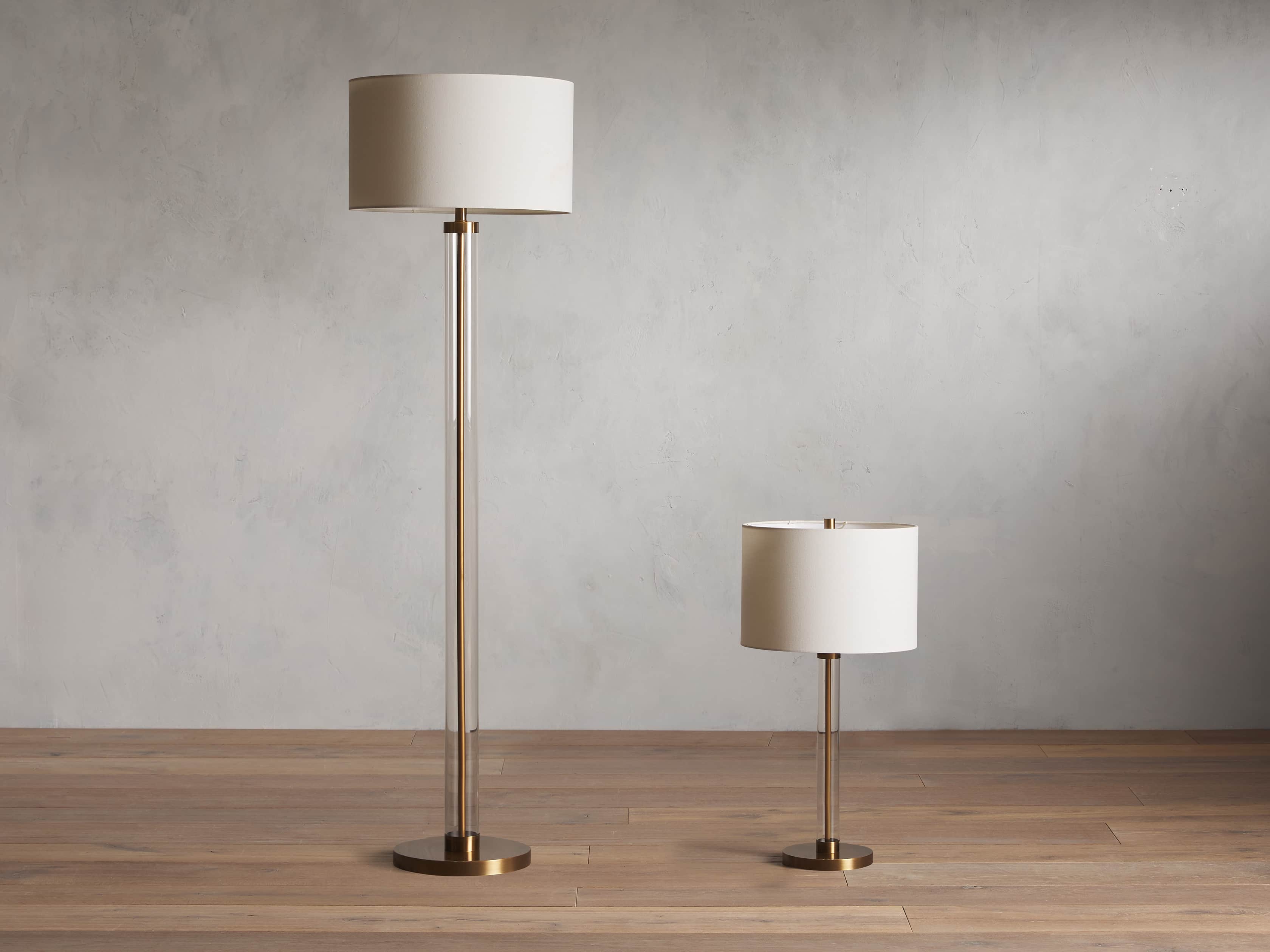 Glass Column Brass Table Lamp, slide 4 of 5