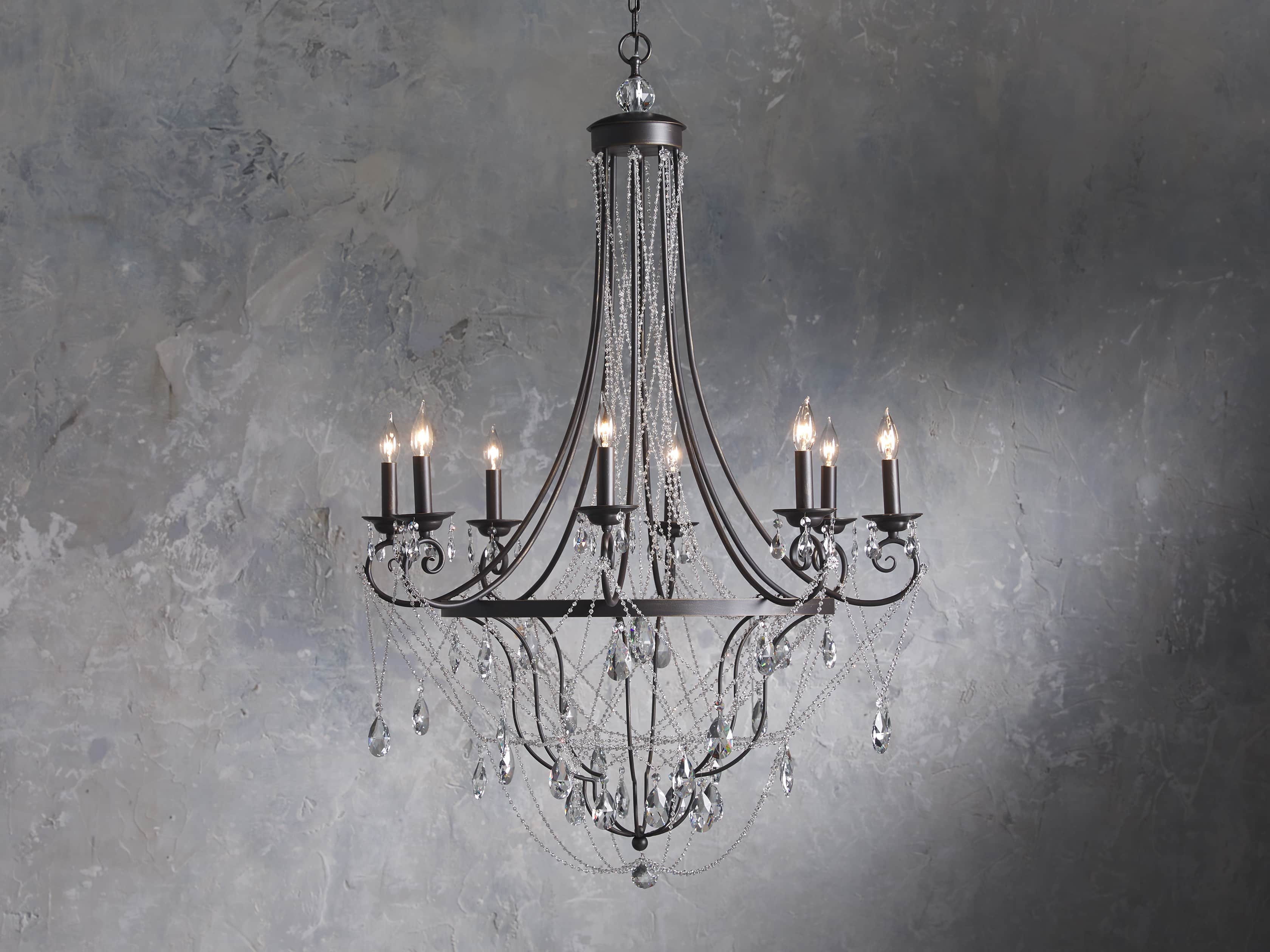 Collier 8 light Chandelier in Bronze, slide 1 of 6