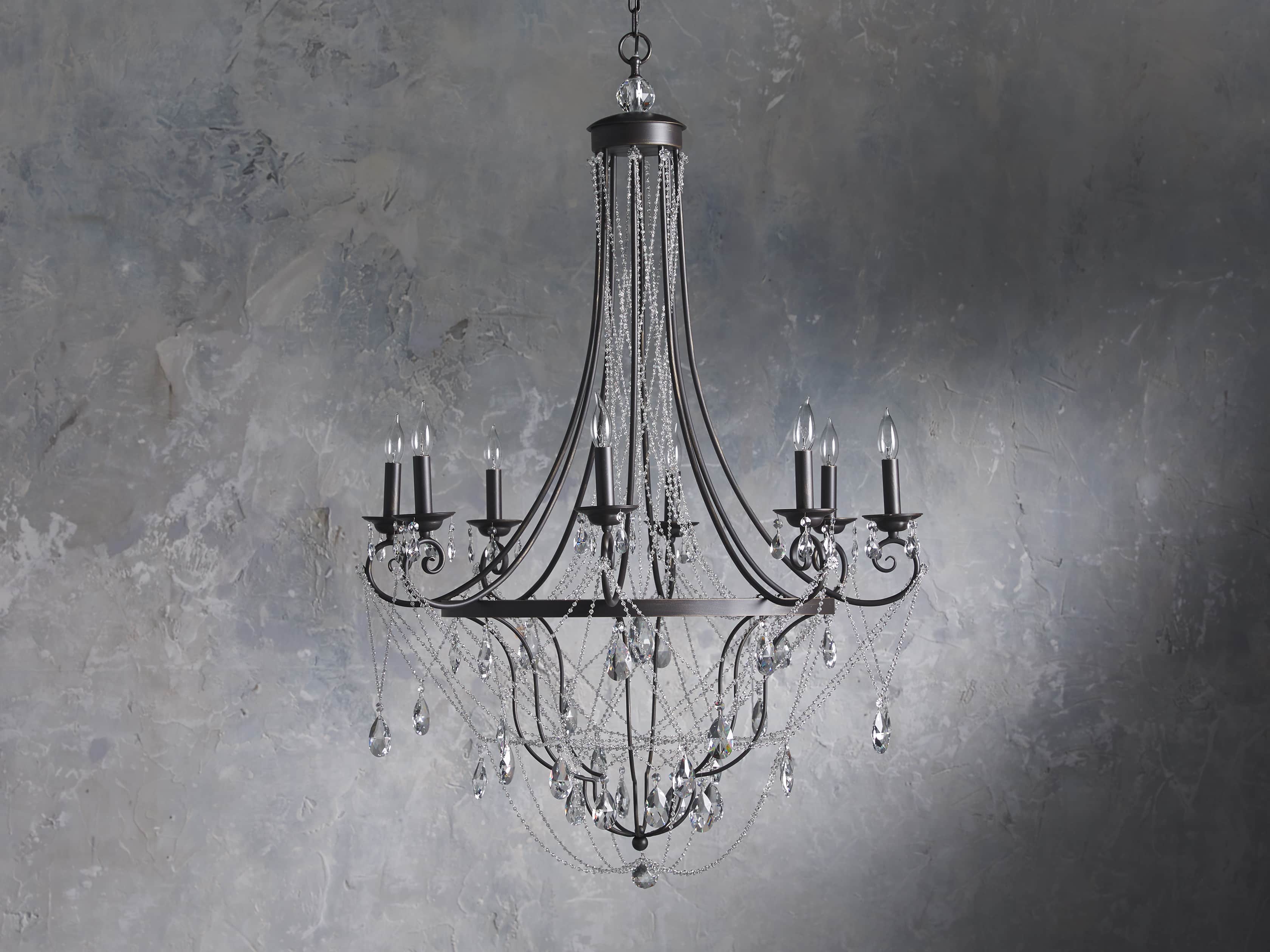 Collier 8 light Chandelier in Bronze, slide 2 of 6