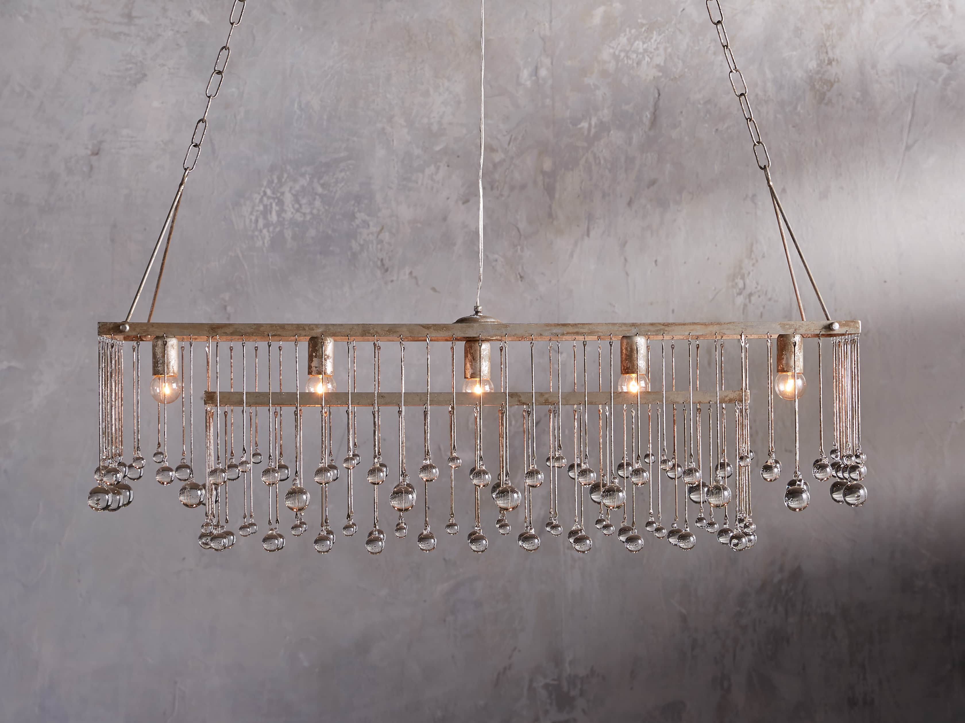 Aubrey Large Rectangle Chandelier in Silver, slide 1 of 6