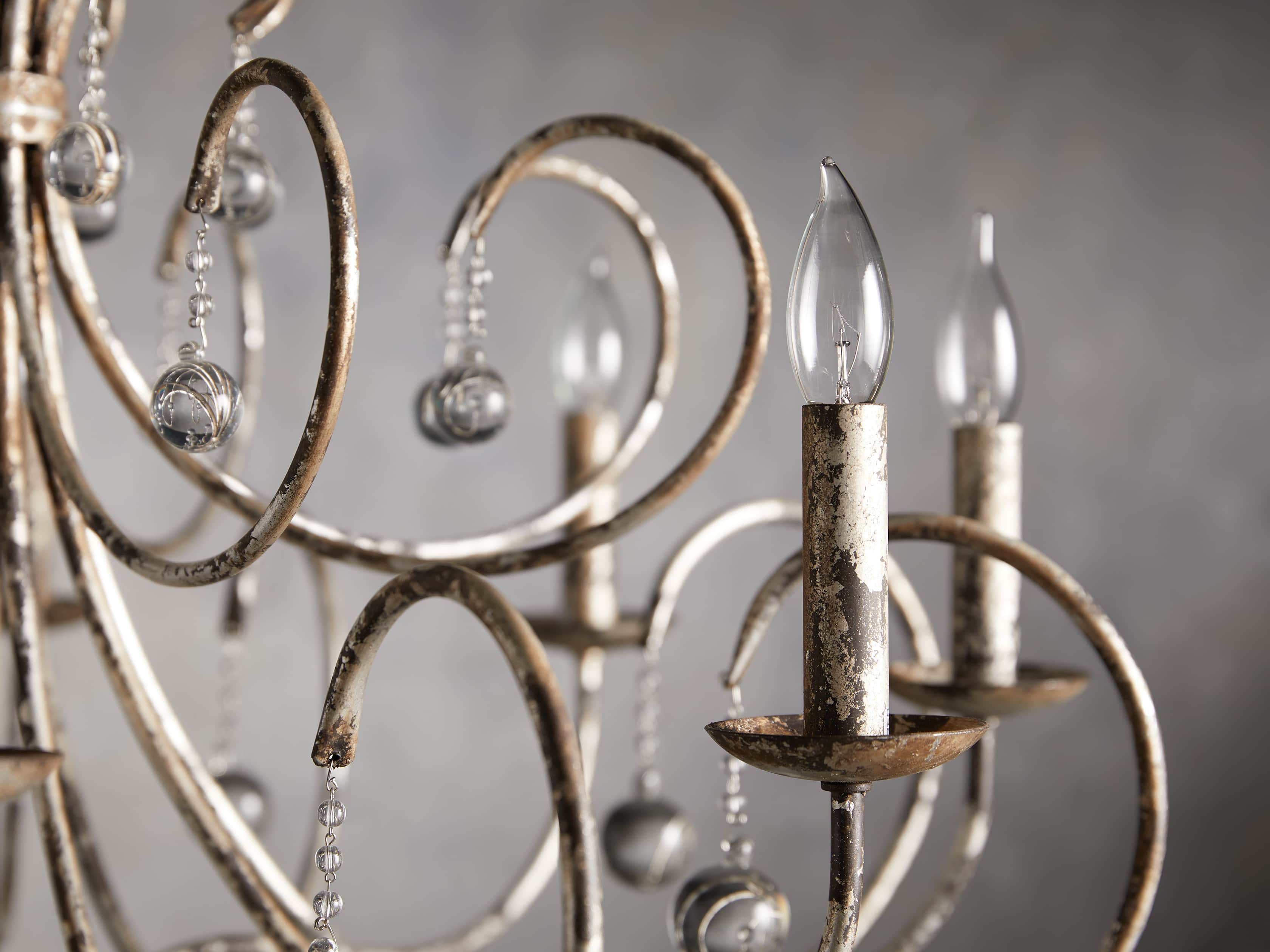 Large Scroll Ball Chandelier in Silver