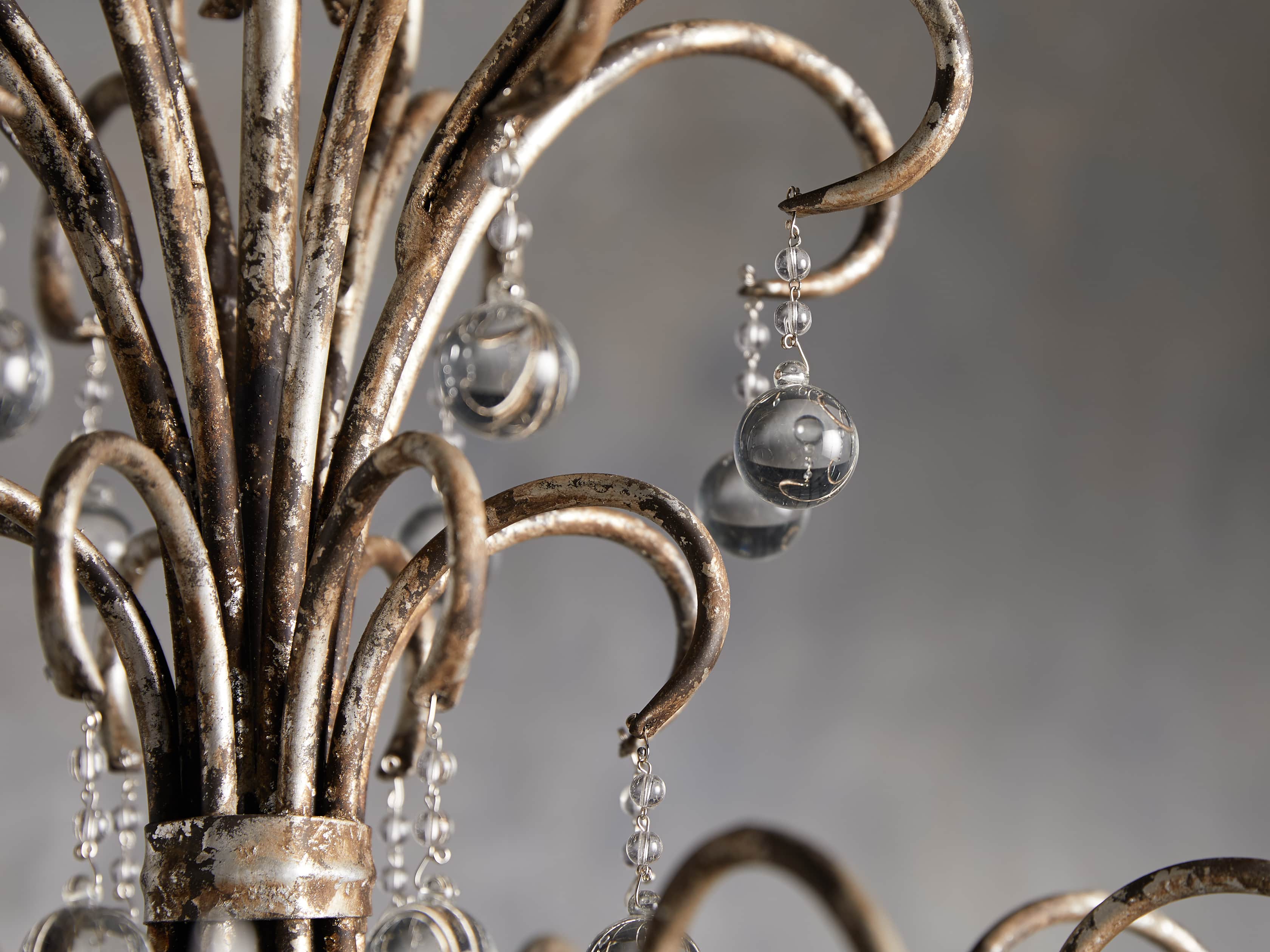 Large Scroll Ball Chandelier in Silver