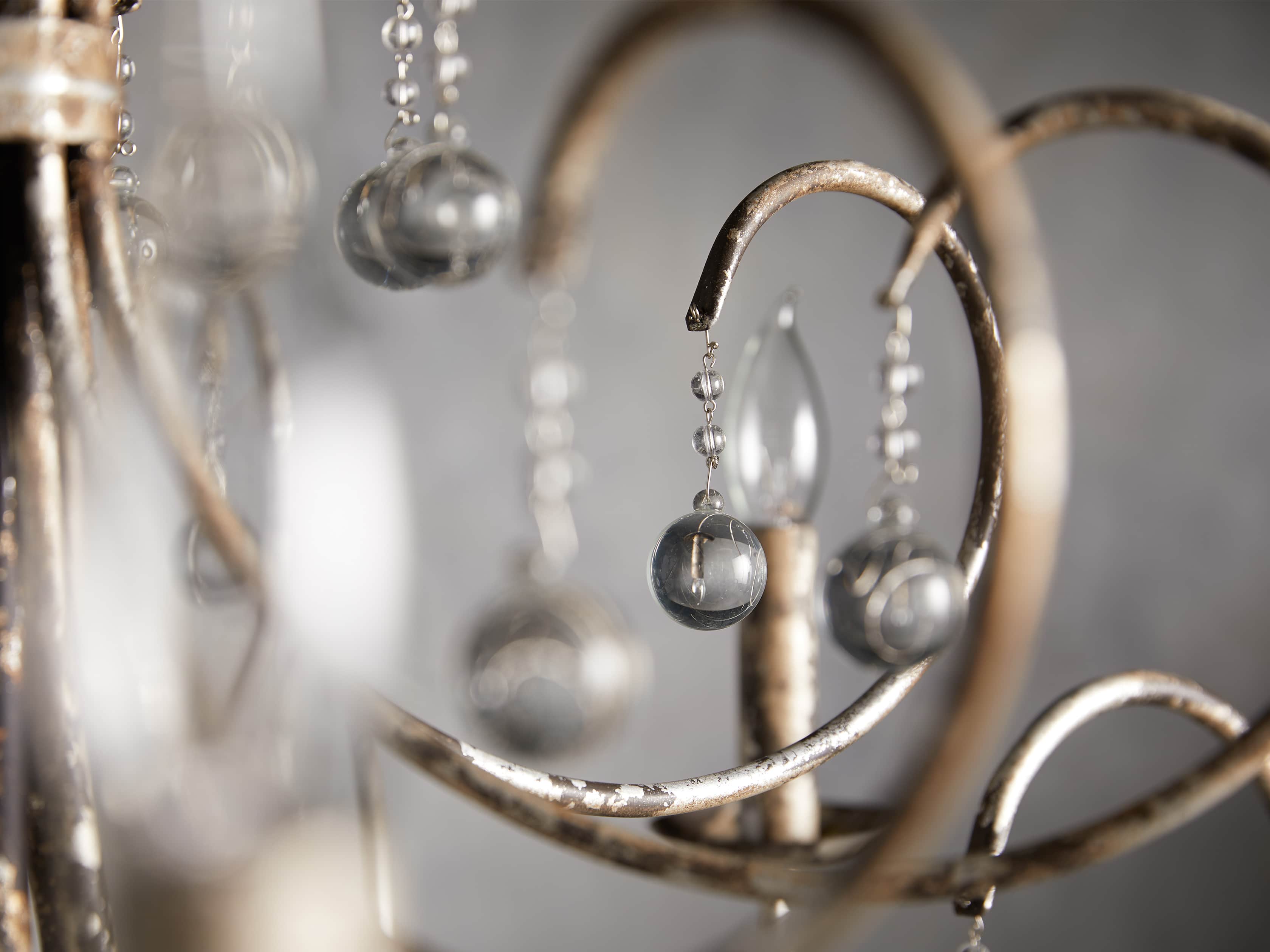 Large Scroll Ball Chandelier in Silver