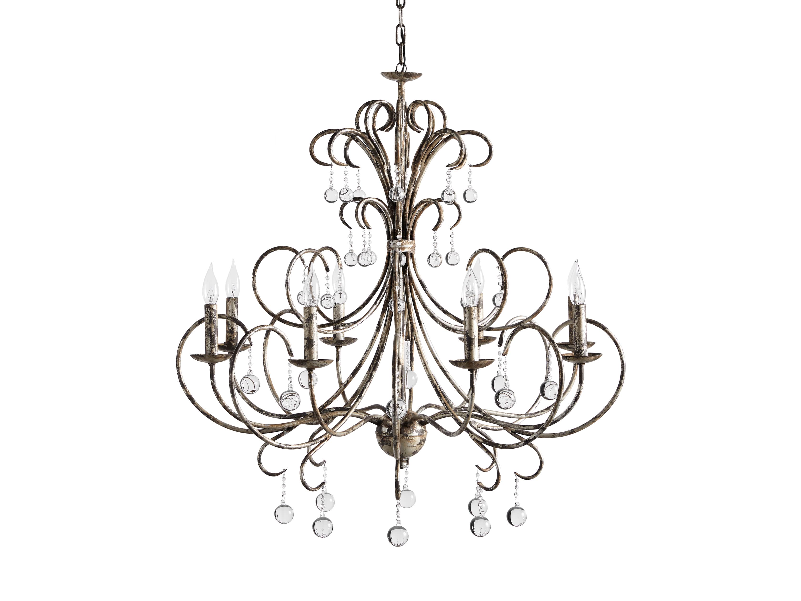 Large Scroll Ball Chandelier in Silver