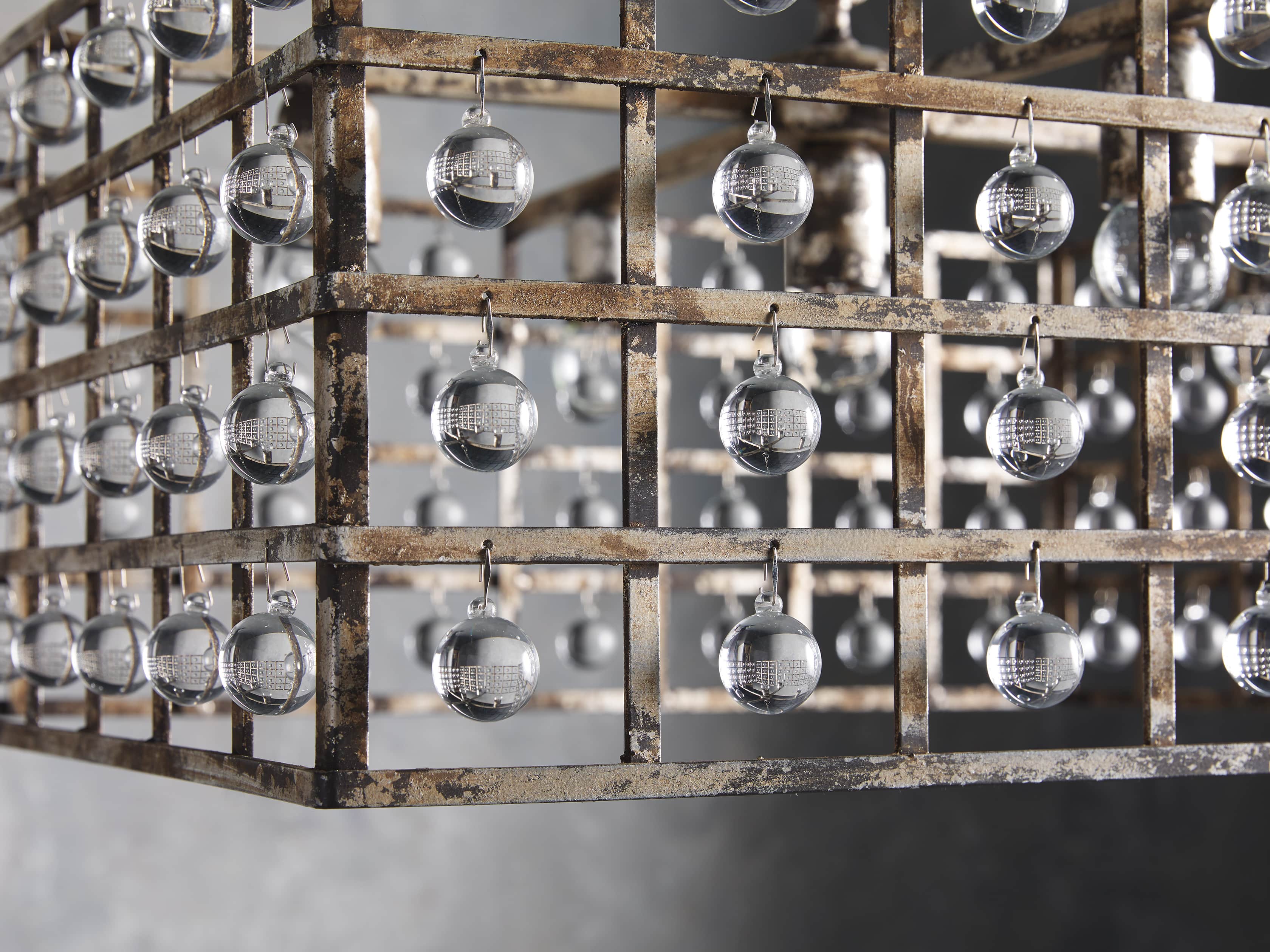 LA CAGE SQUARE CHANDELIER IN SILVER CLAY, slide 3 of 5