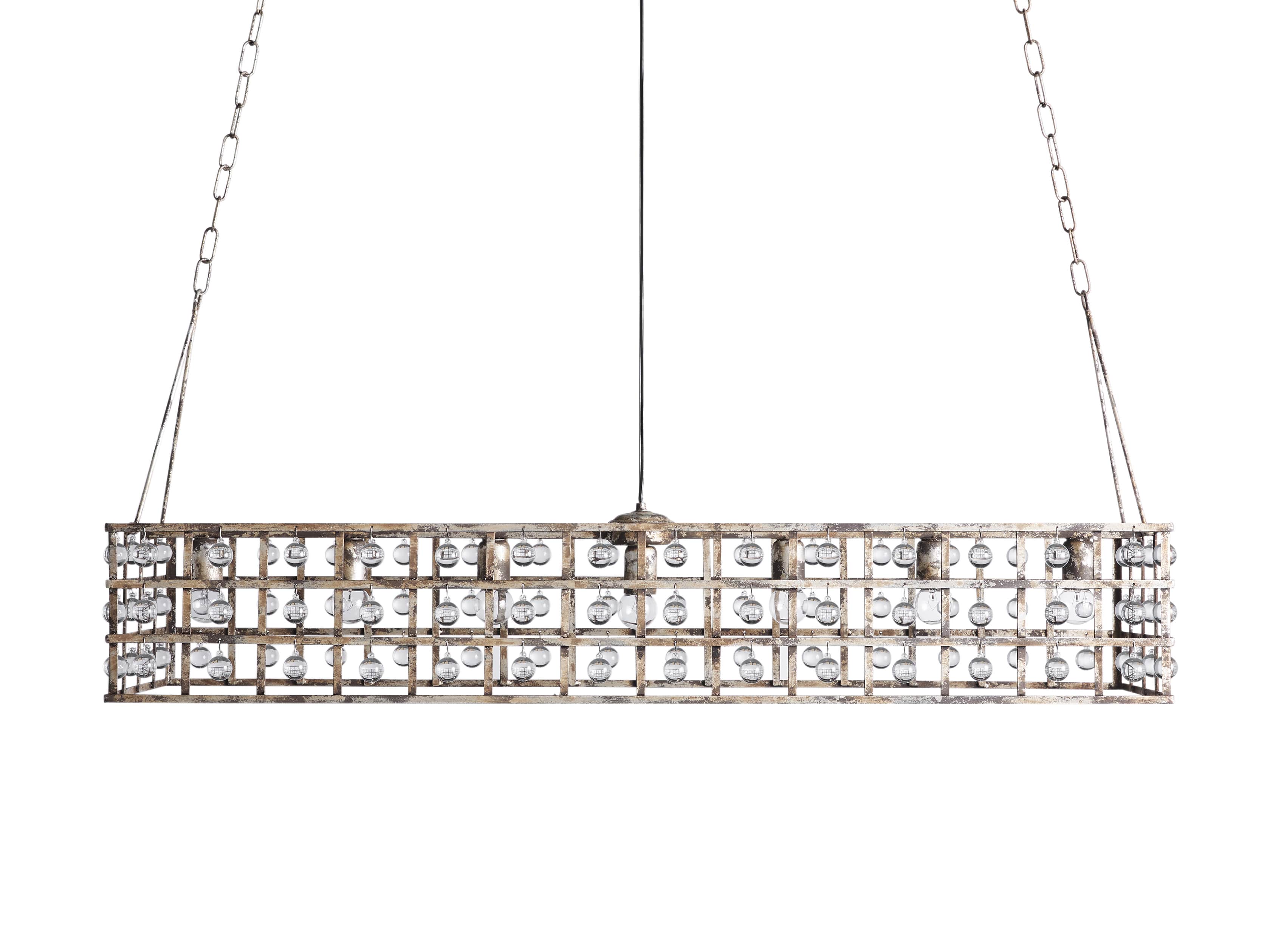 La Cage 7 Light Rectangular Silver Clay Chandelier, slide 6 of 6