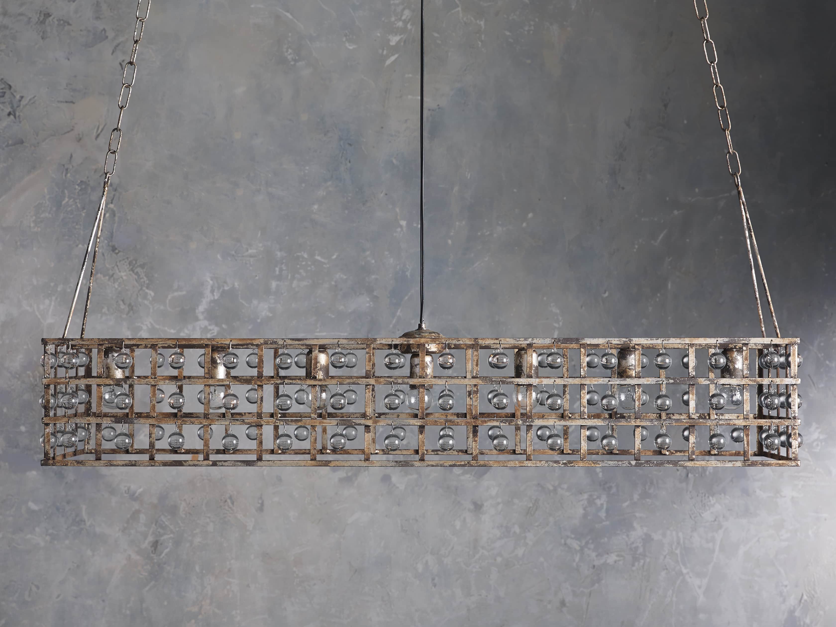 La Cage 7 Light Rectangular Silver Clay Chandelier, slide 2 of 6