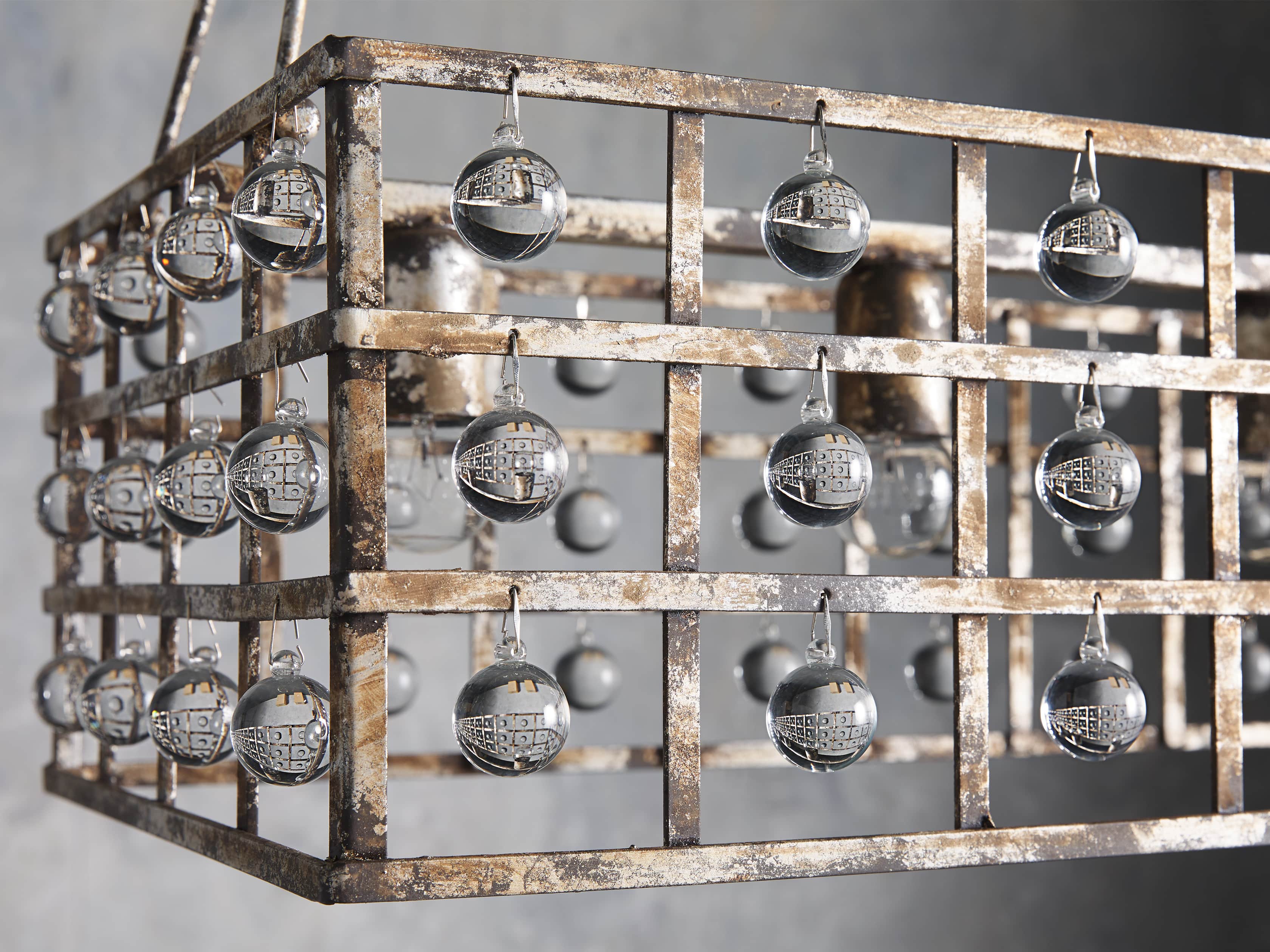 La Cage 7 Light Rectangular Silver Clay Chandelier, slide 3 of 6