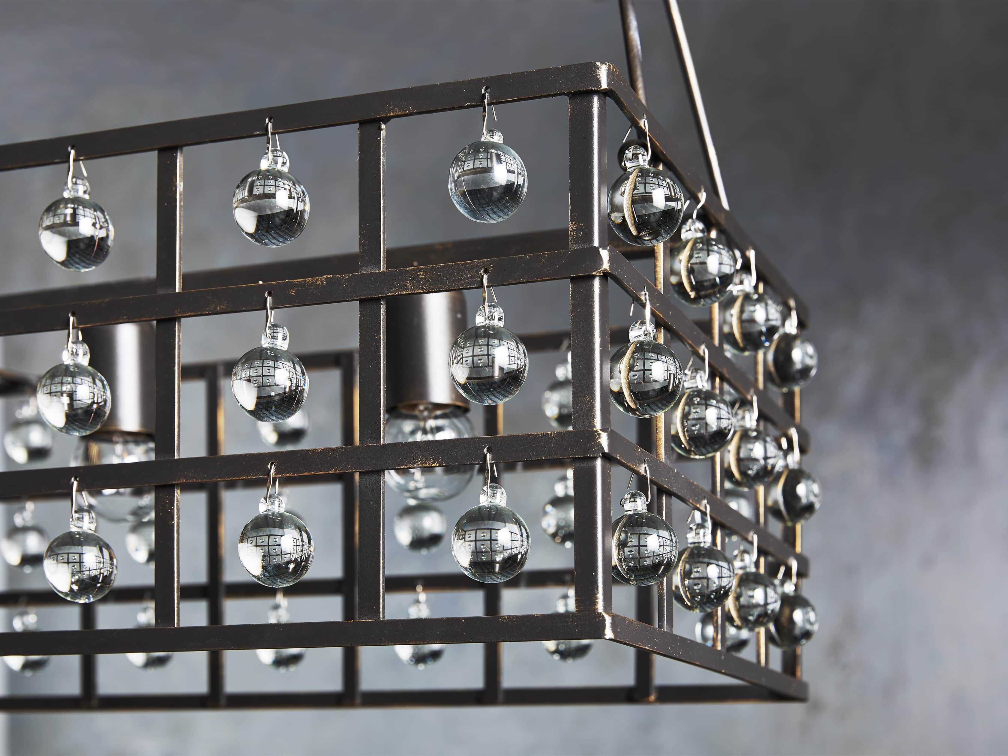La Cage 5 Light Rectangle Chandelier in Bronze