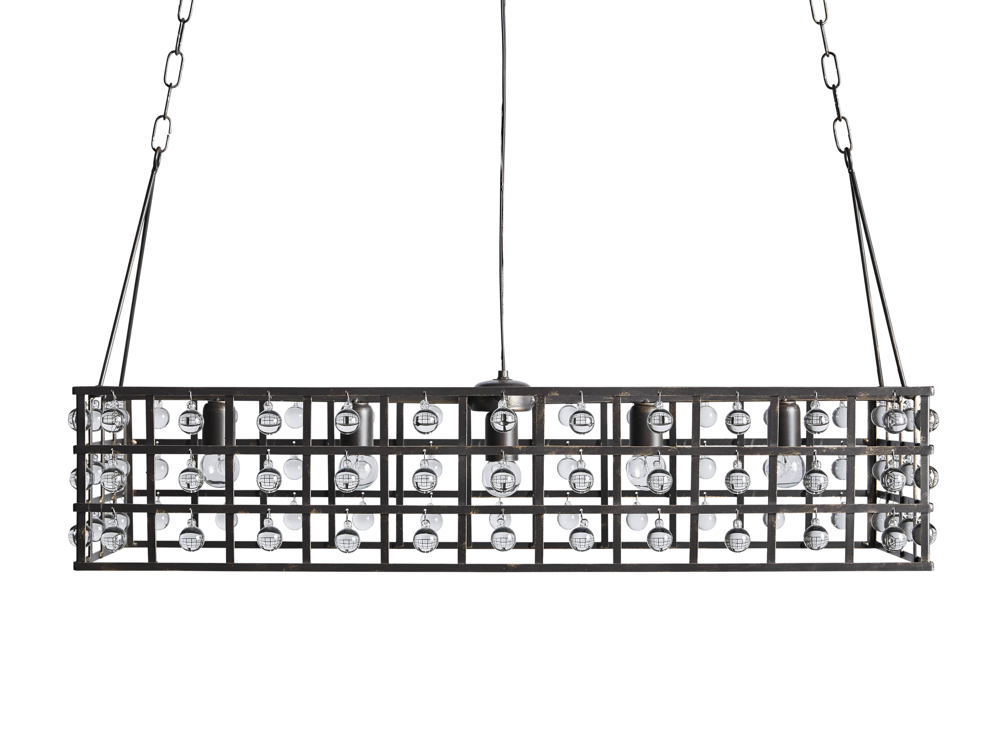 La Cage 5 Light Rectangle Chandelier in Bronze