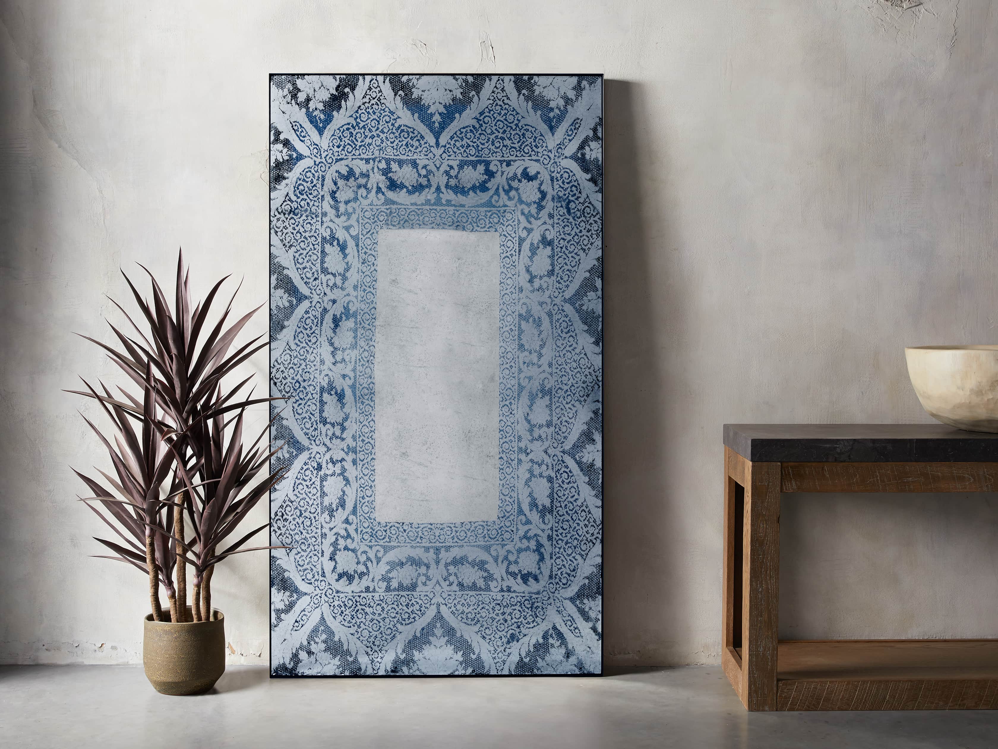 SOLANGE 76" FLOOR MIRROR IN BLUE, slide 1 of 2