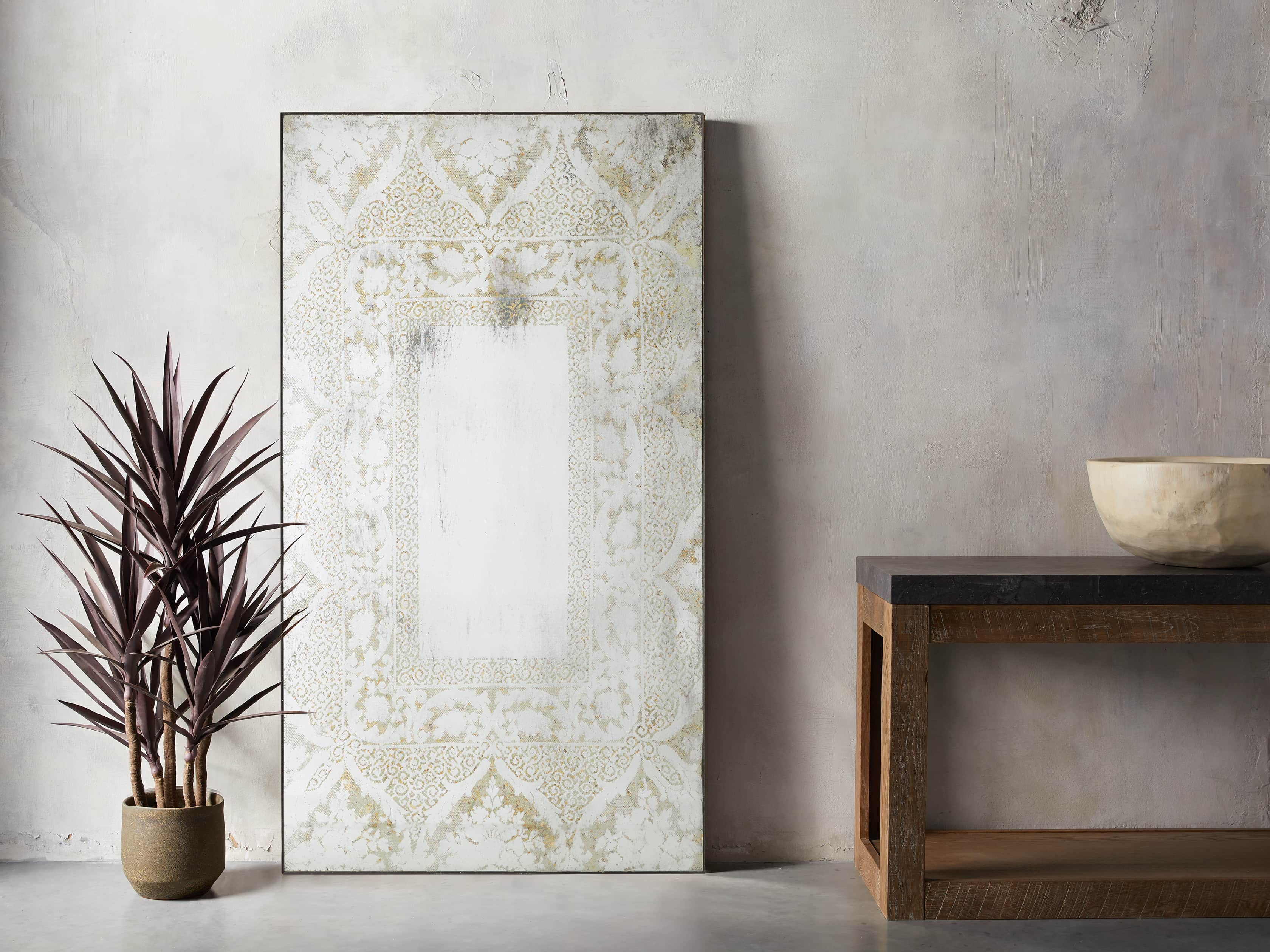 SOLANGE 76" FLOOR MIRROR IN WHITE, slide 1 of 4