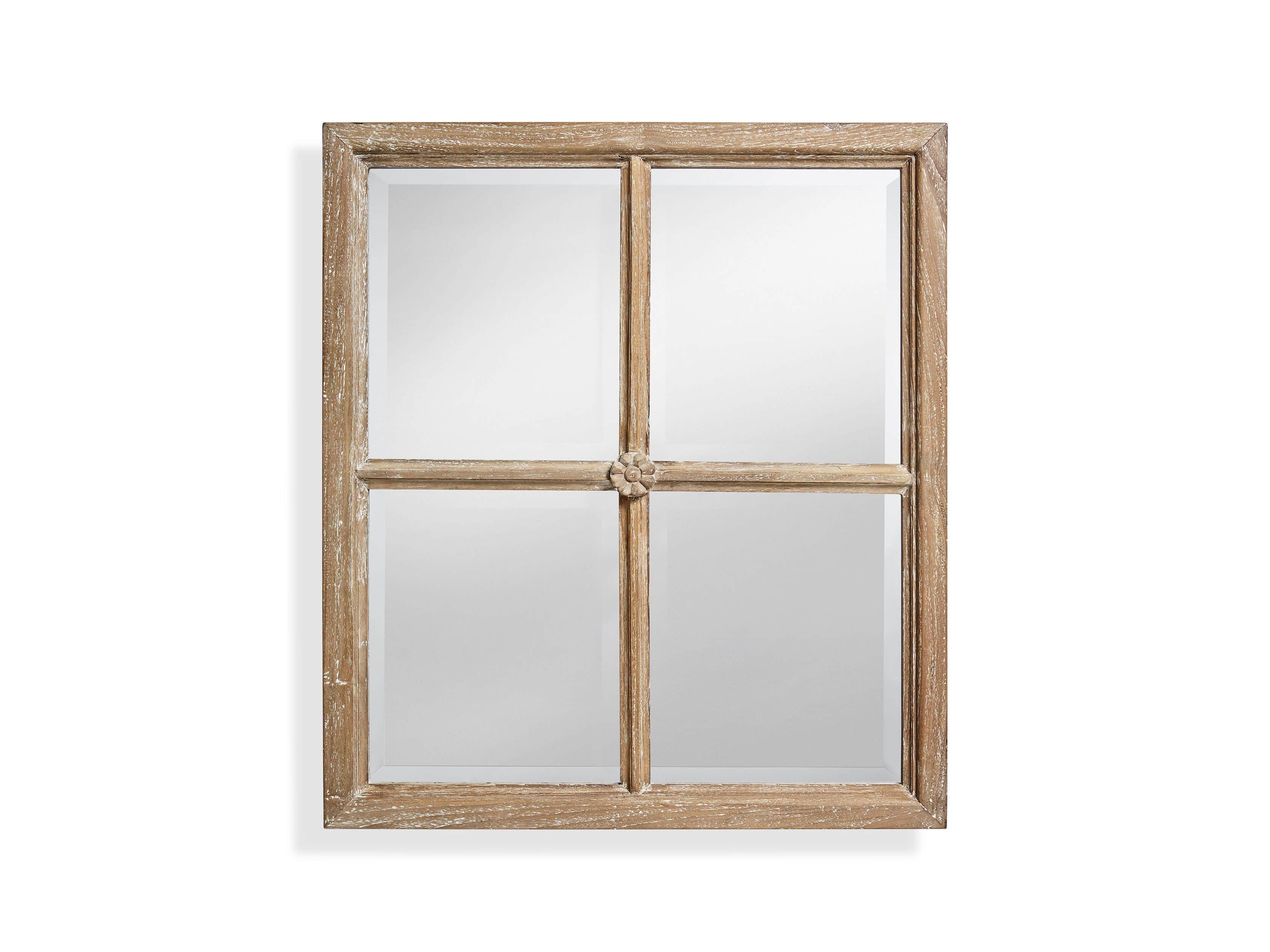 Teak Four Panel Mirror