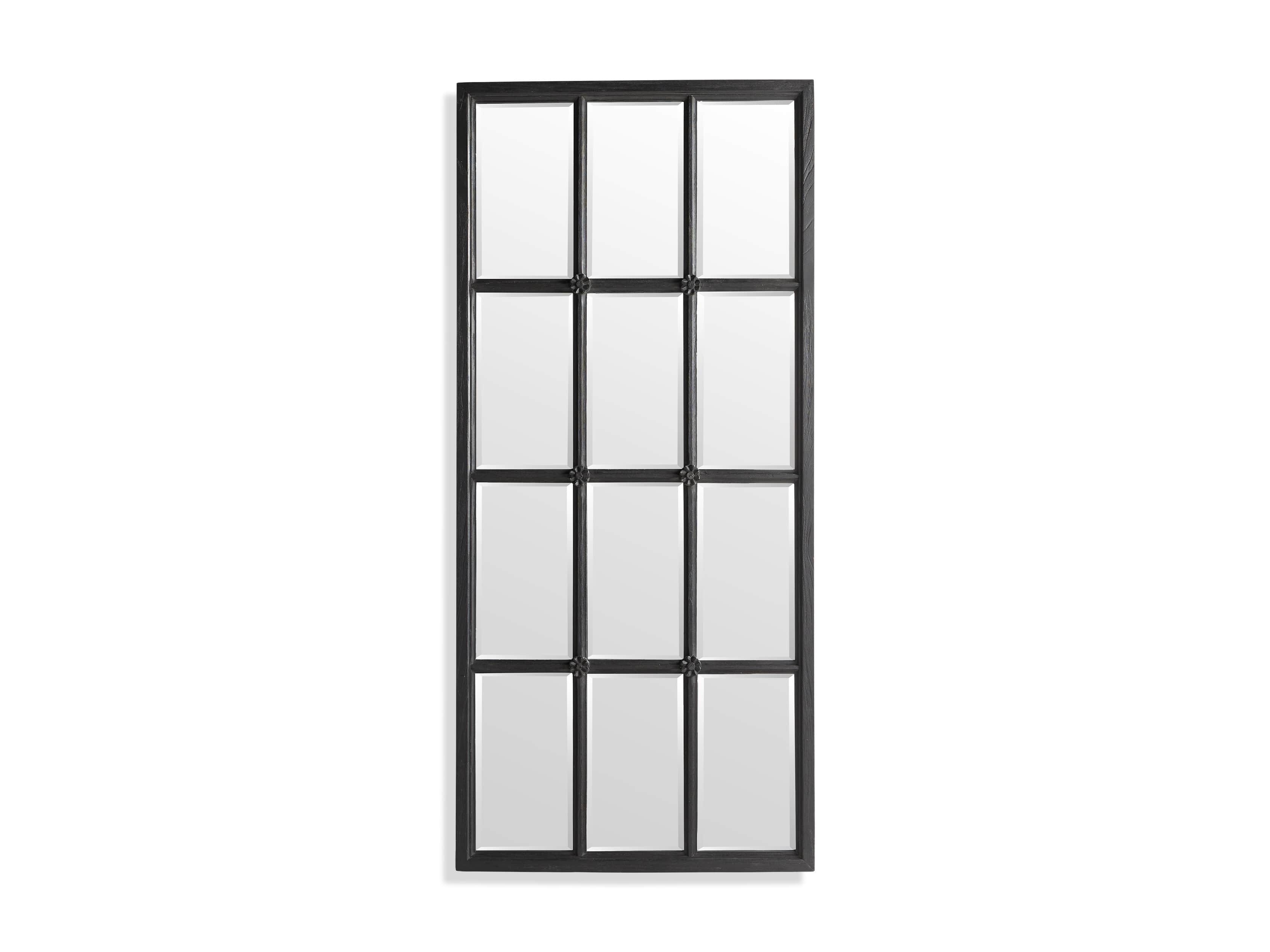 Teak Twelve-Panel Floor Mirror in Black, slide 5 of 5