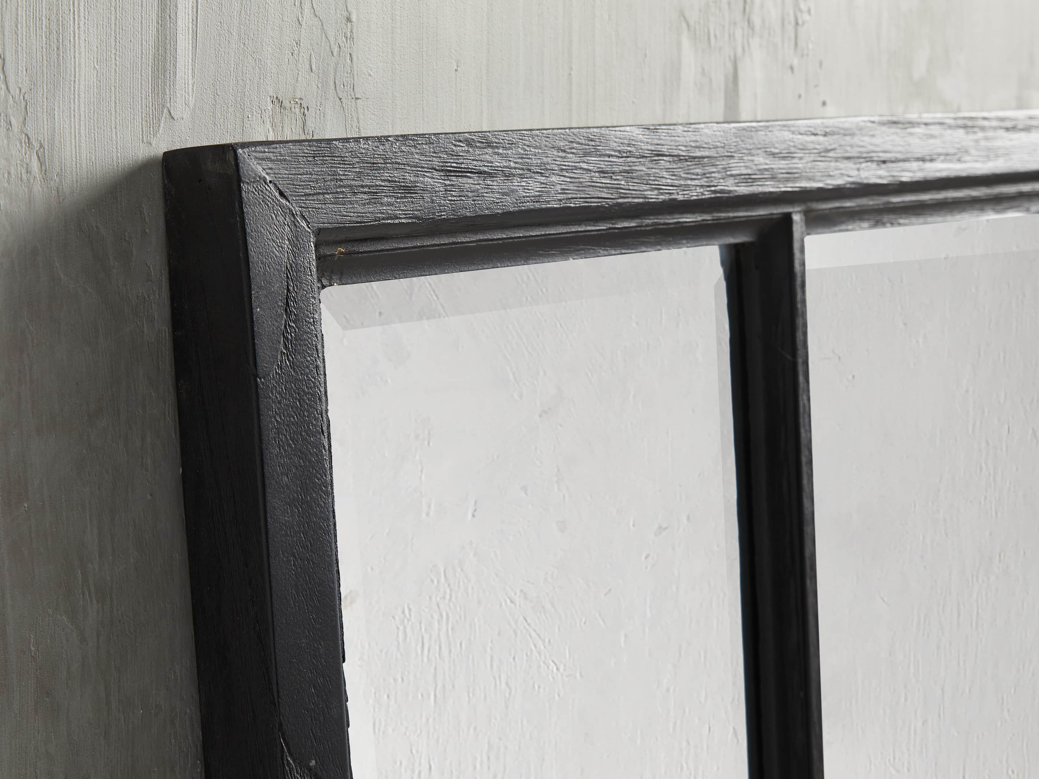 Teak Twelve-Panel Floor Mirror in Black, slide 3 of 5