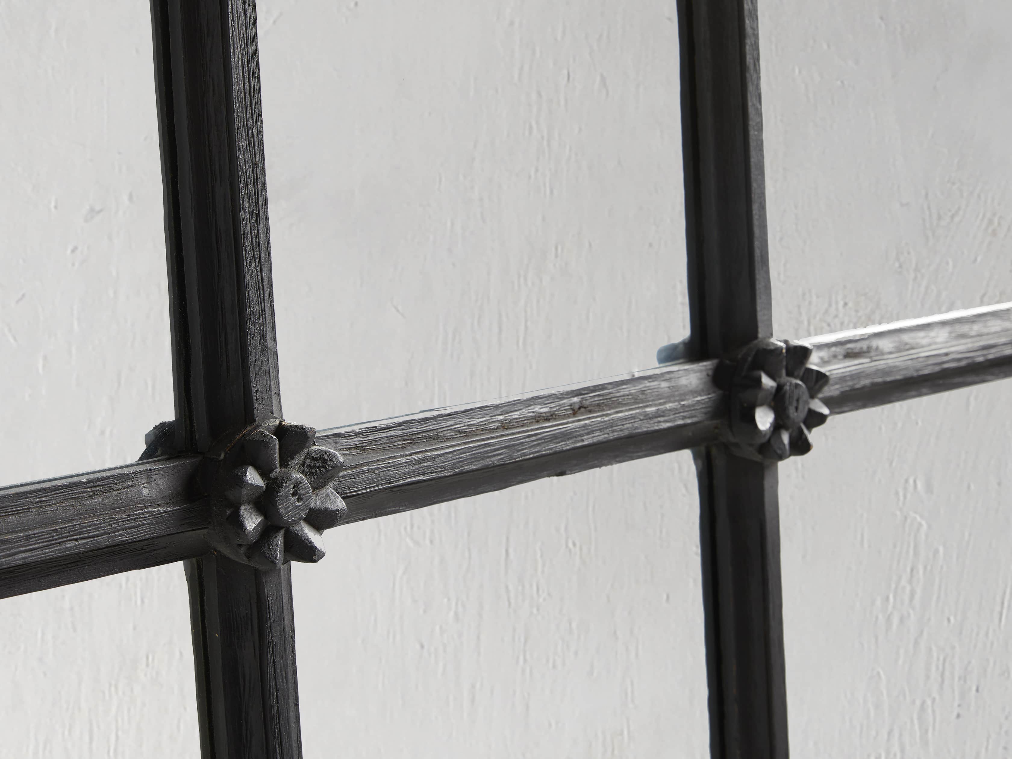 Teak Twelve-Panel Floor Mirror in Black, slide 2 of 5