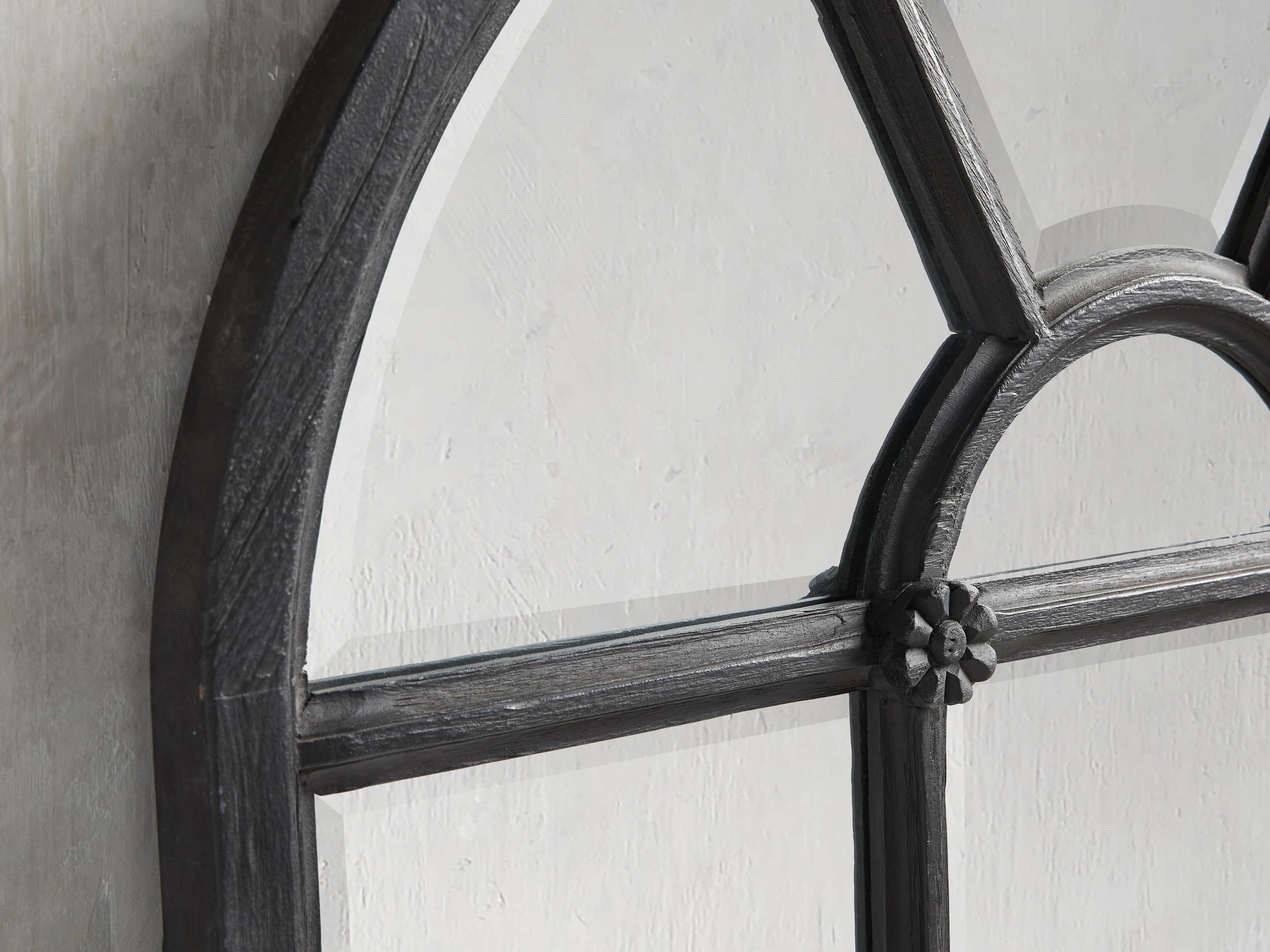 Teak Arched Floor Mirror in Black, slide 2 of 3