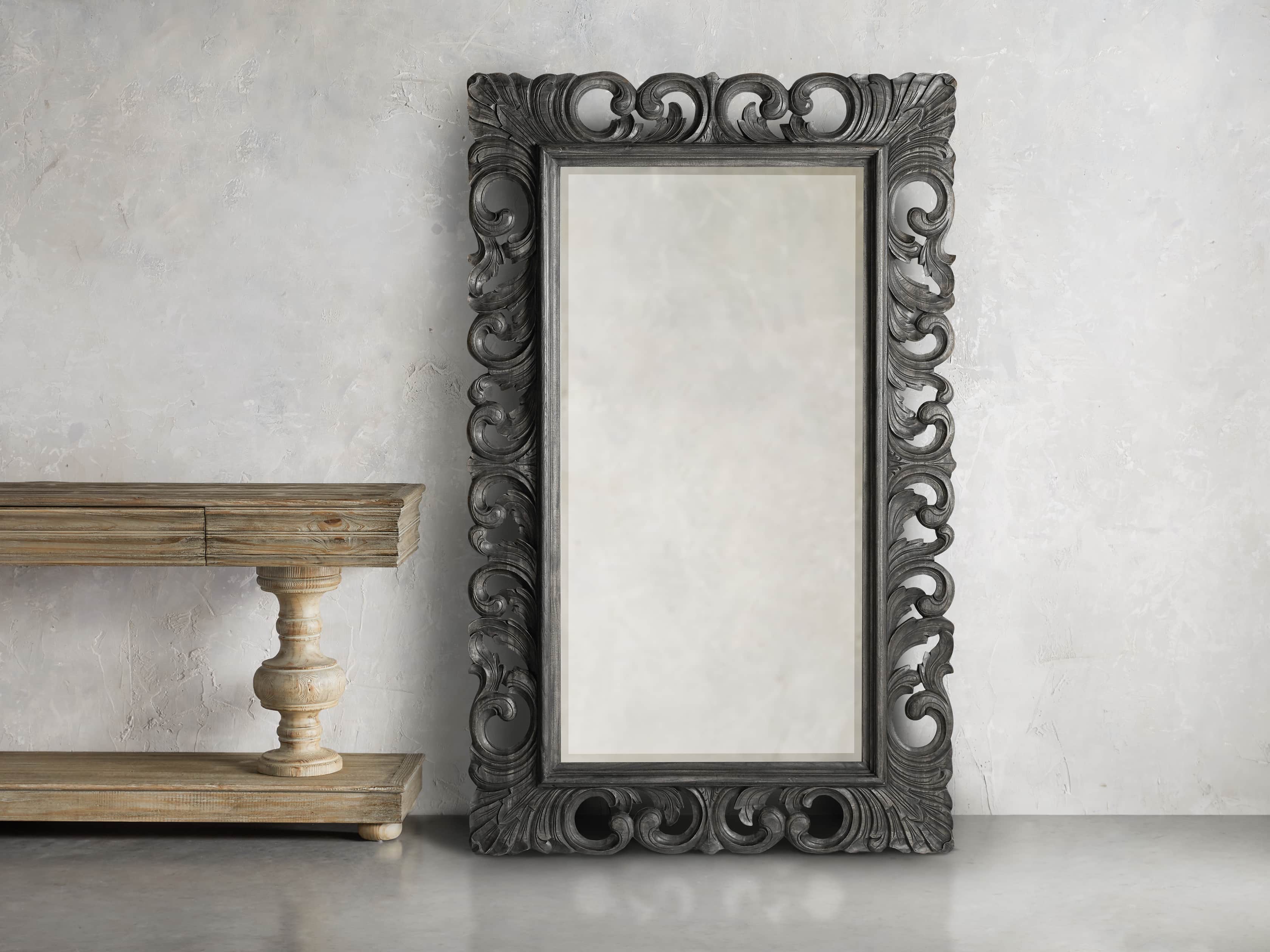 Porter 84" Floor Mirror in Black, slide 1 of 5