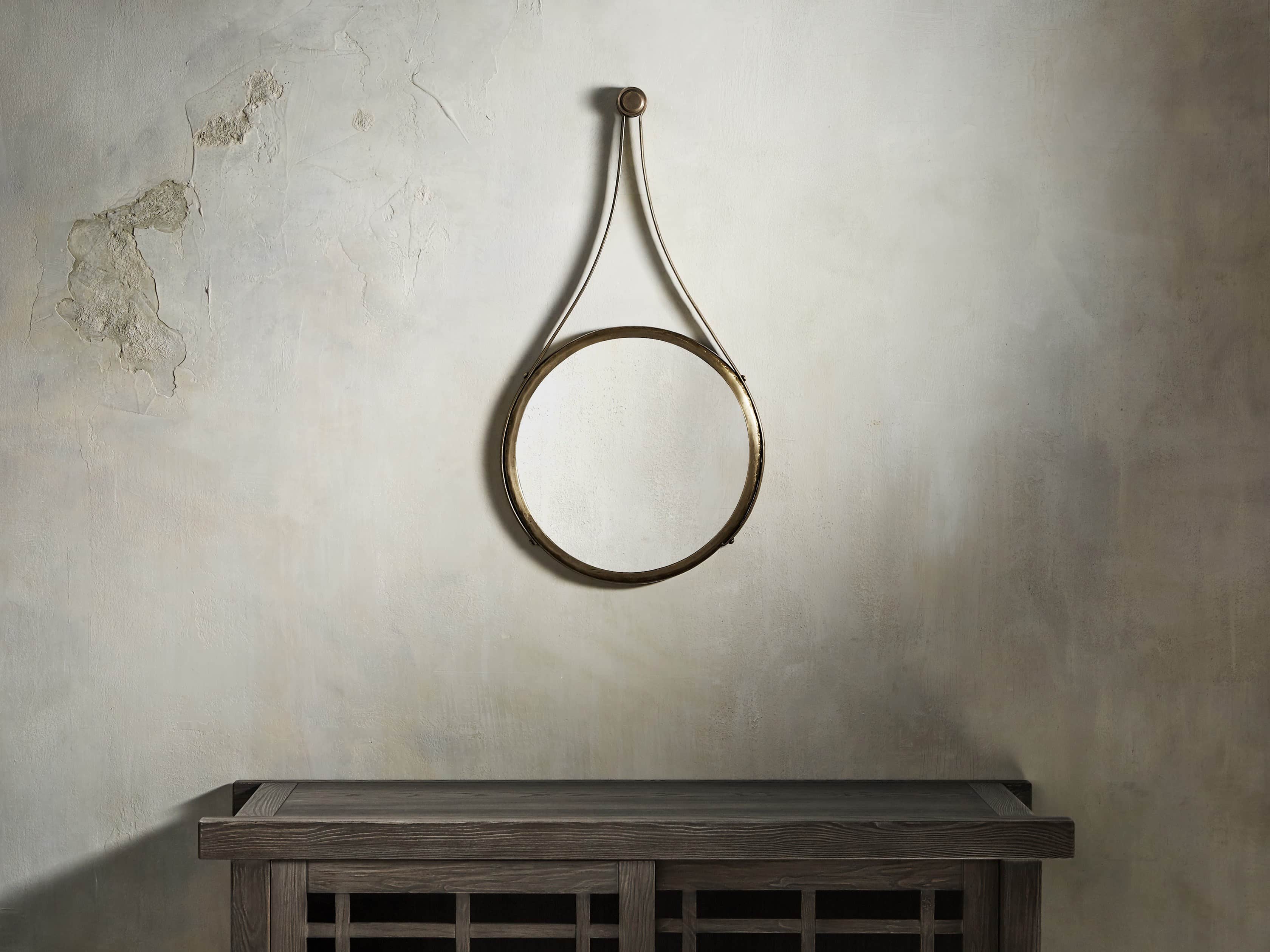 Francesco 16" Mirror in Antique Brass