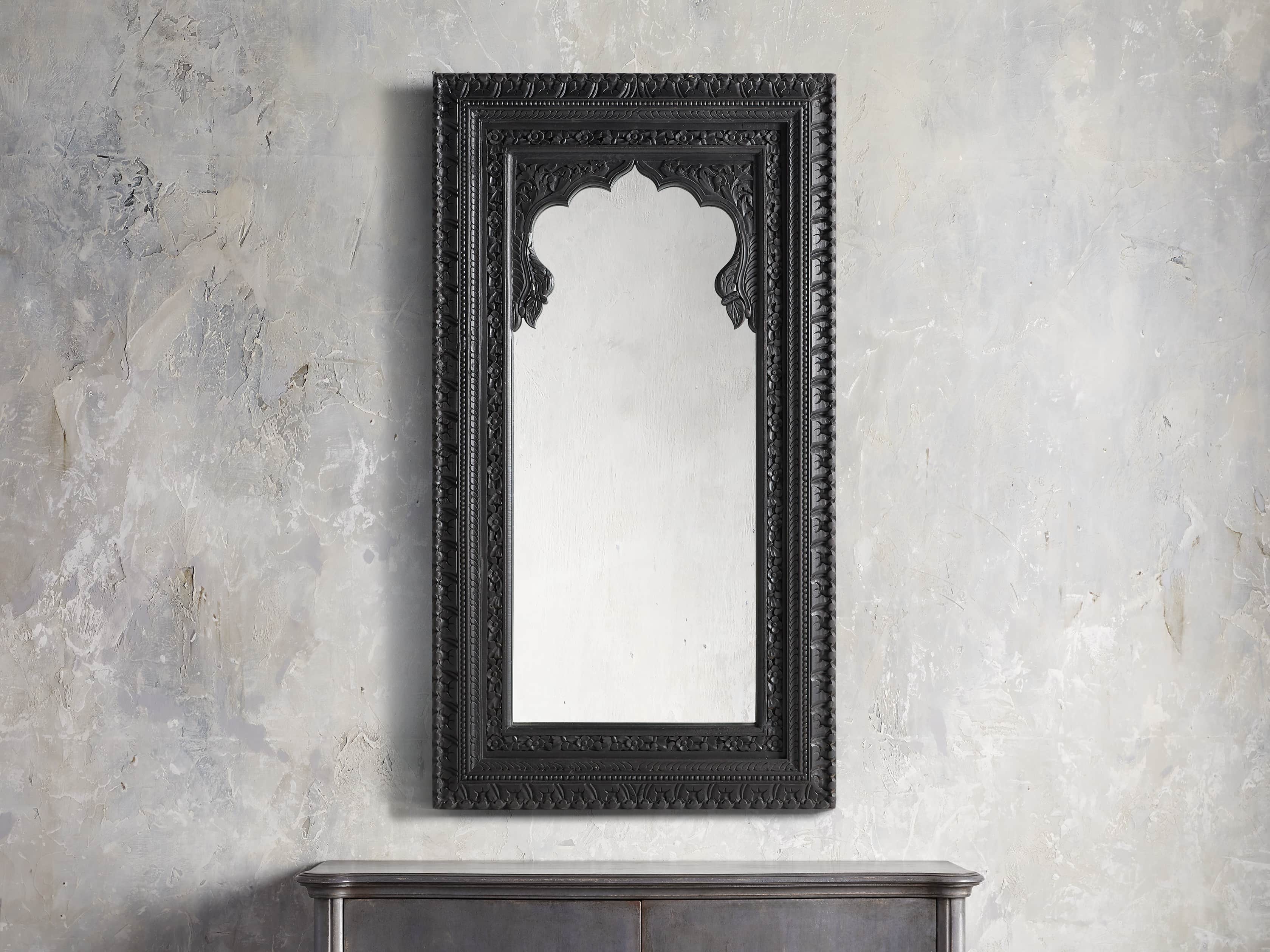 Carved Mango Wood Mirror Frame with Painted Finish Carved Mango Wood Mirror Frame with Painted Finish