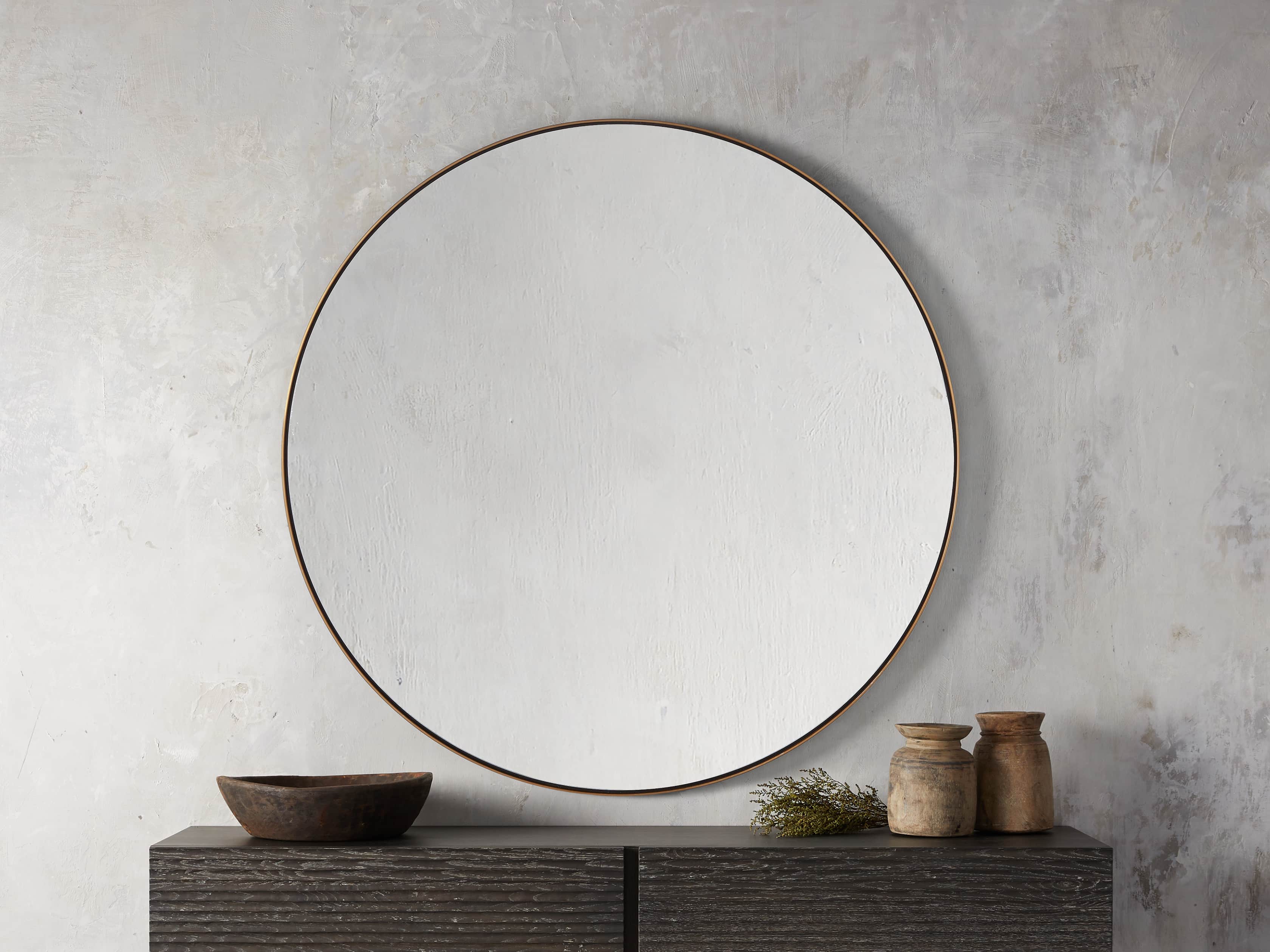 Linnea Round Mirror in Brass, slide 1 of 4