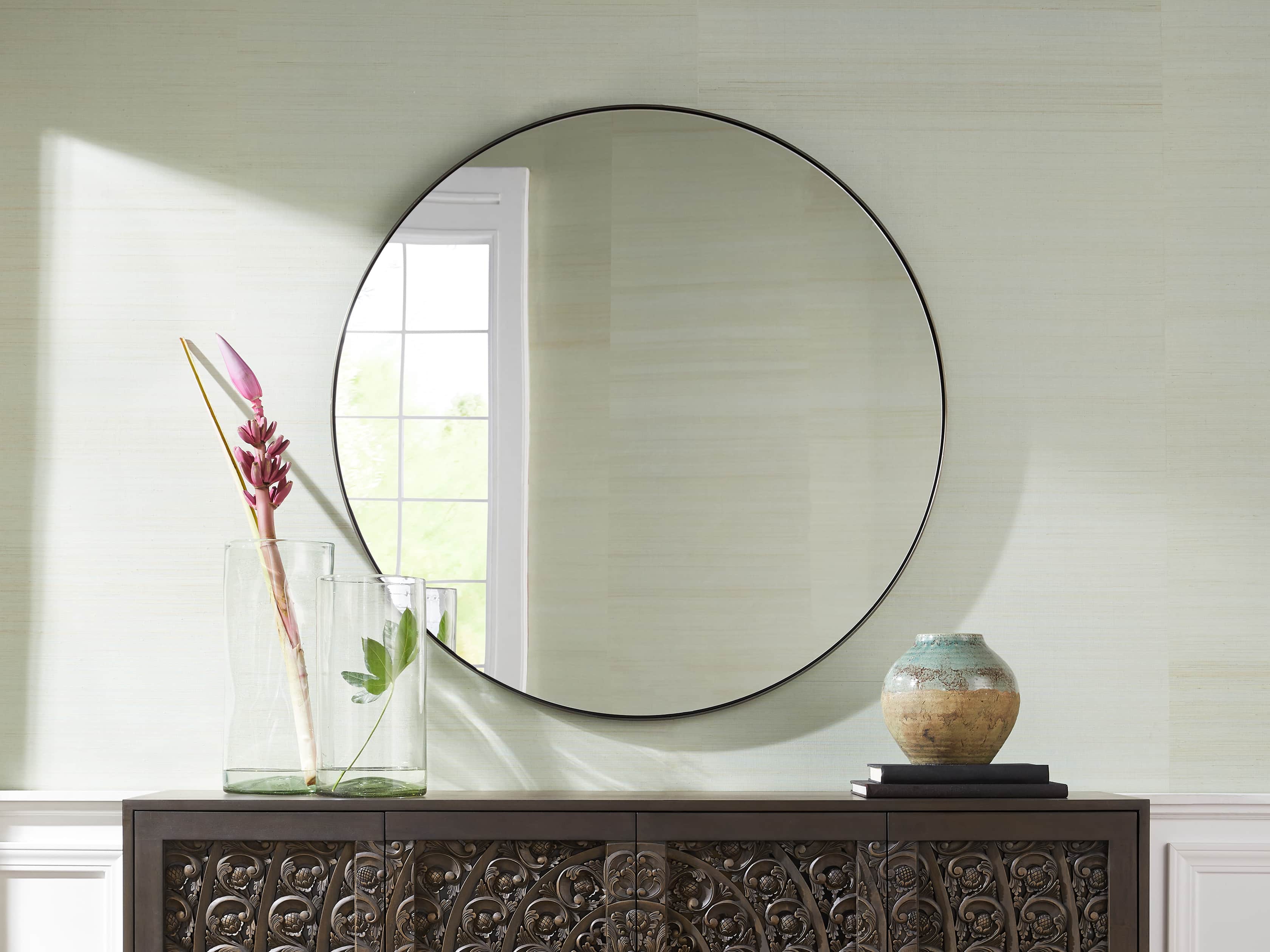 LINNEA 47" ROUND MIRROR IN PEWTER, slide 4 of 7
