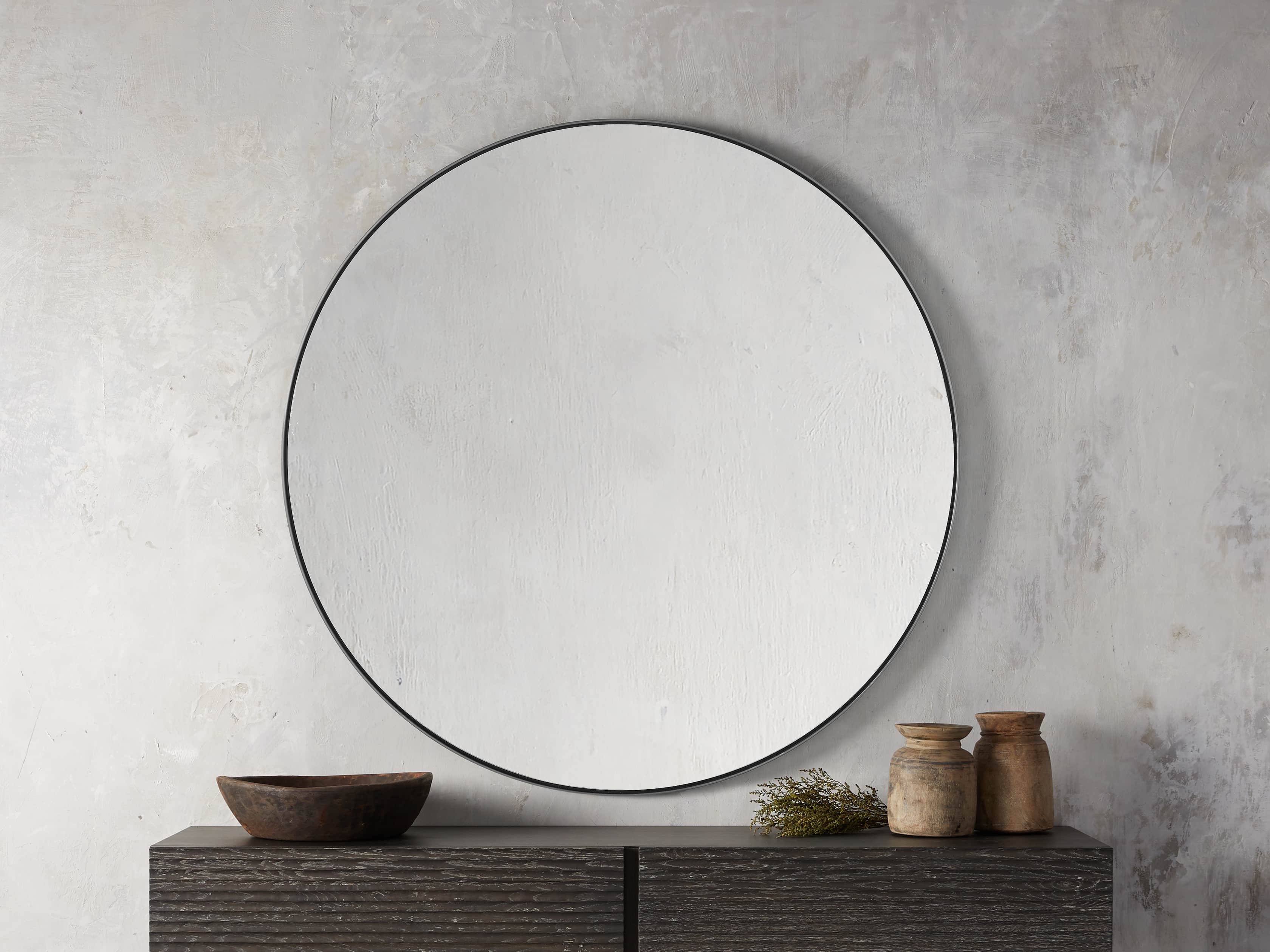 Linnea Round Mirror in Pewter, slide 1 of 5