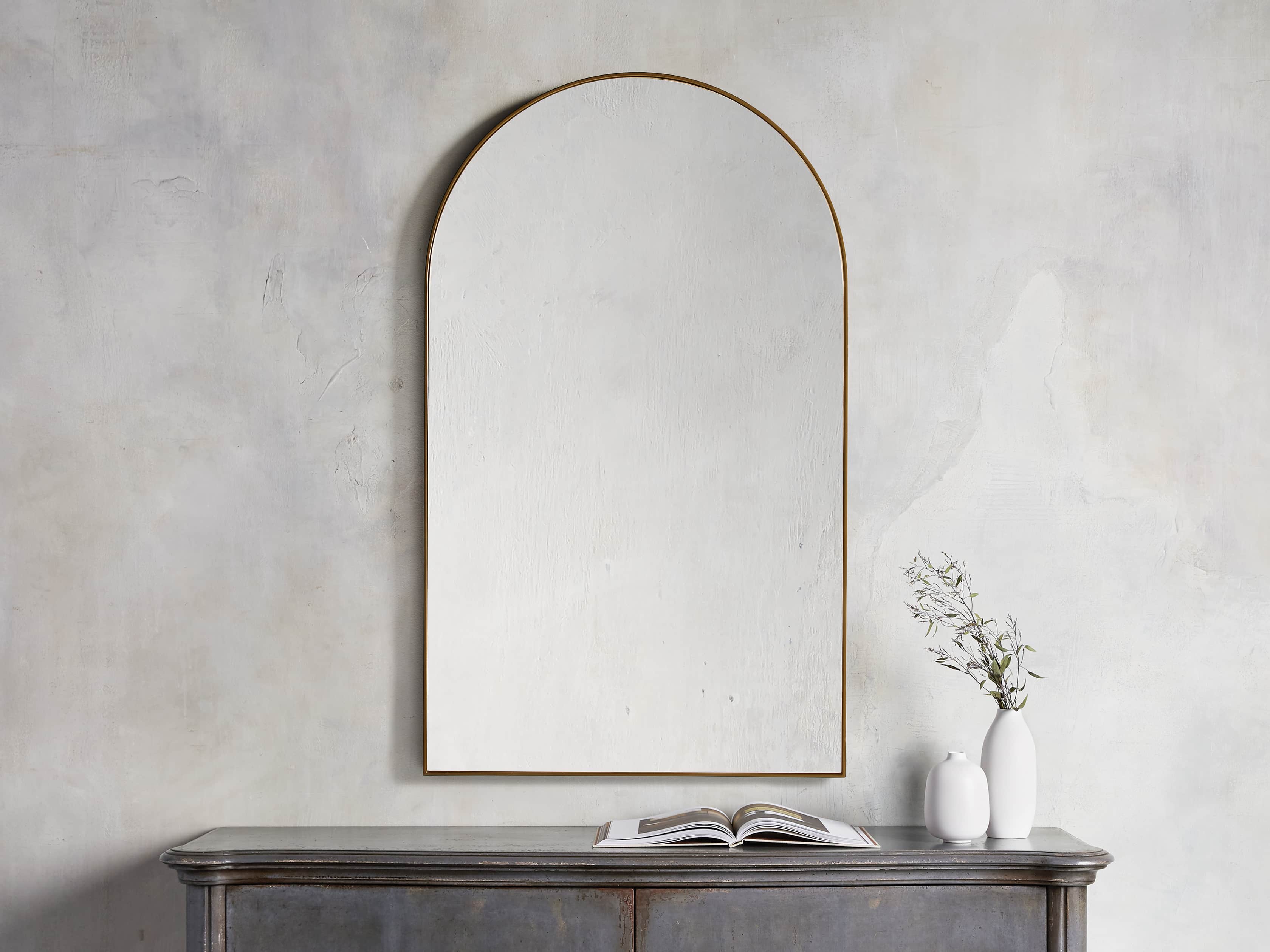 ARCH 40" WALL MIRROR IN BRASS, slide 1 of 3