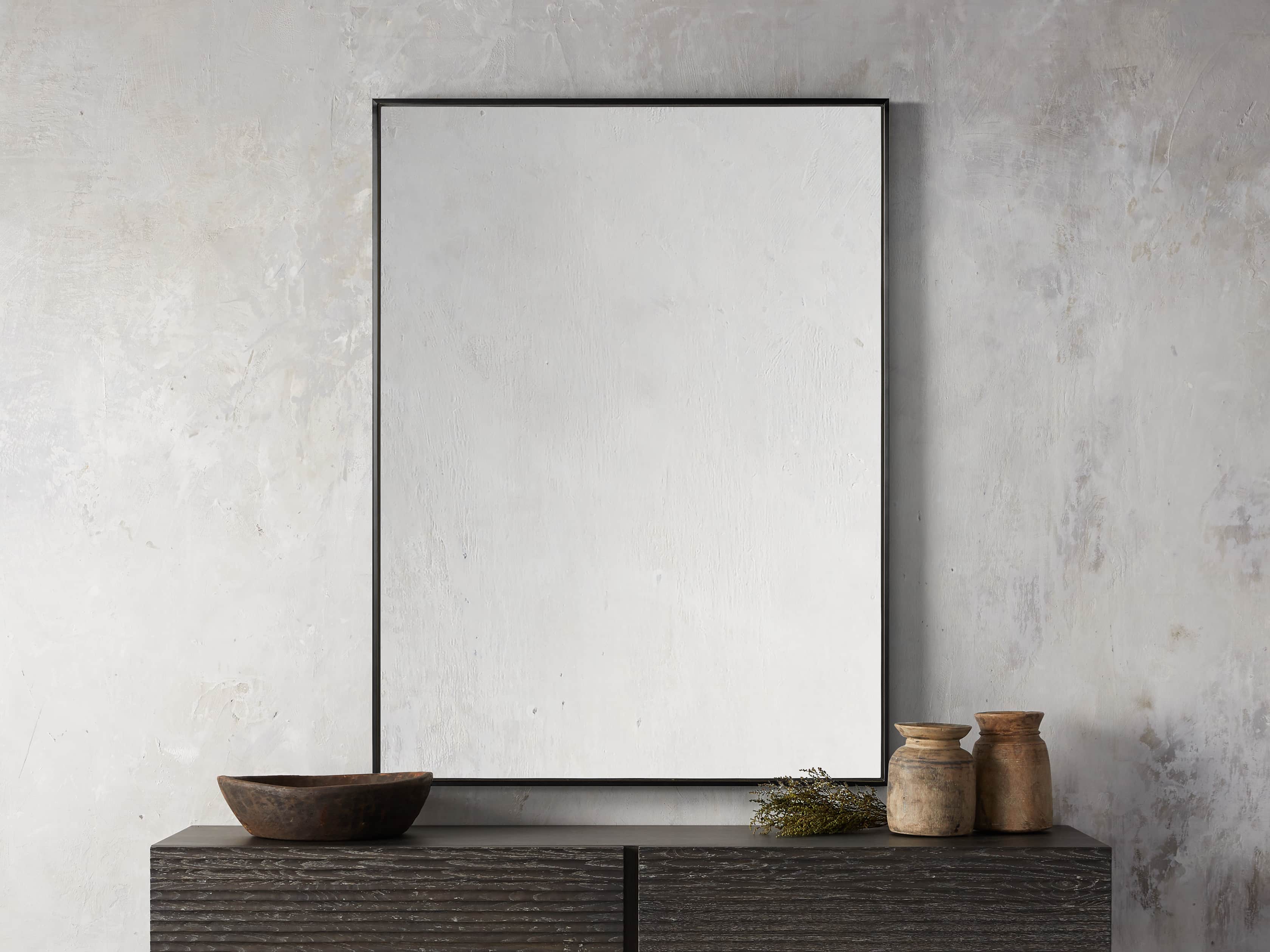 LINNEA 48" WALL MIRROR IN BLACK, slide 1 of 4