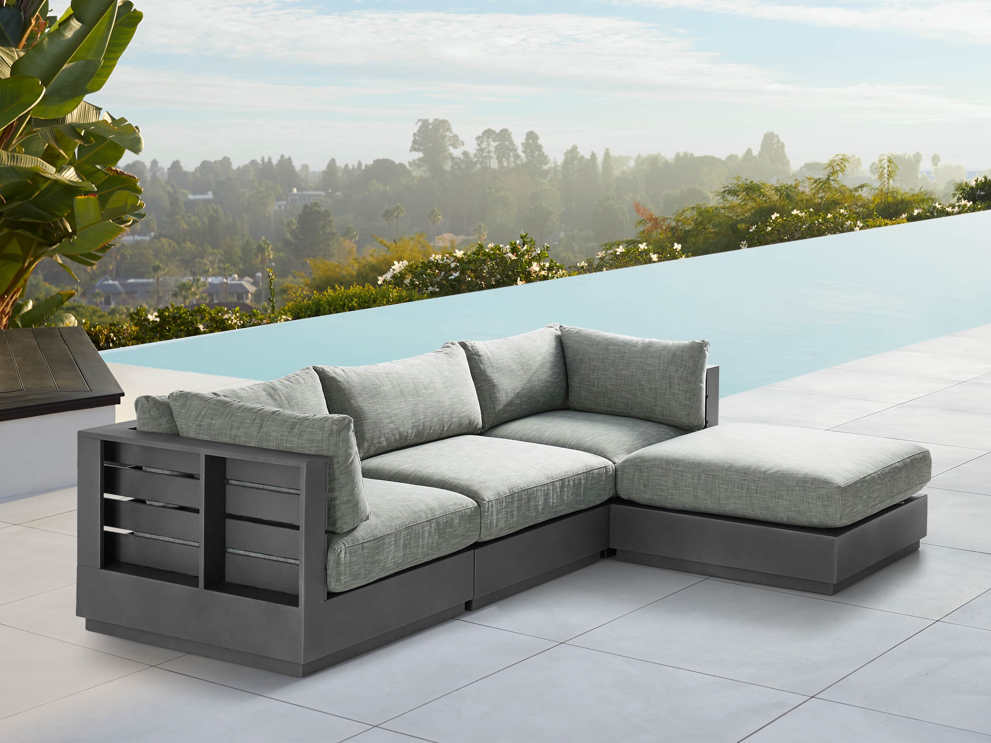 View the Bal Harbour Outdoor Aluminum Four Piece Sectional | Variant: STARBOARD MINK
