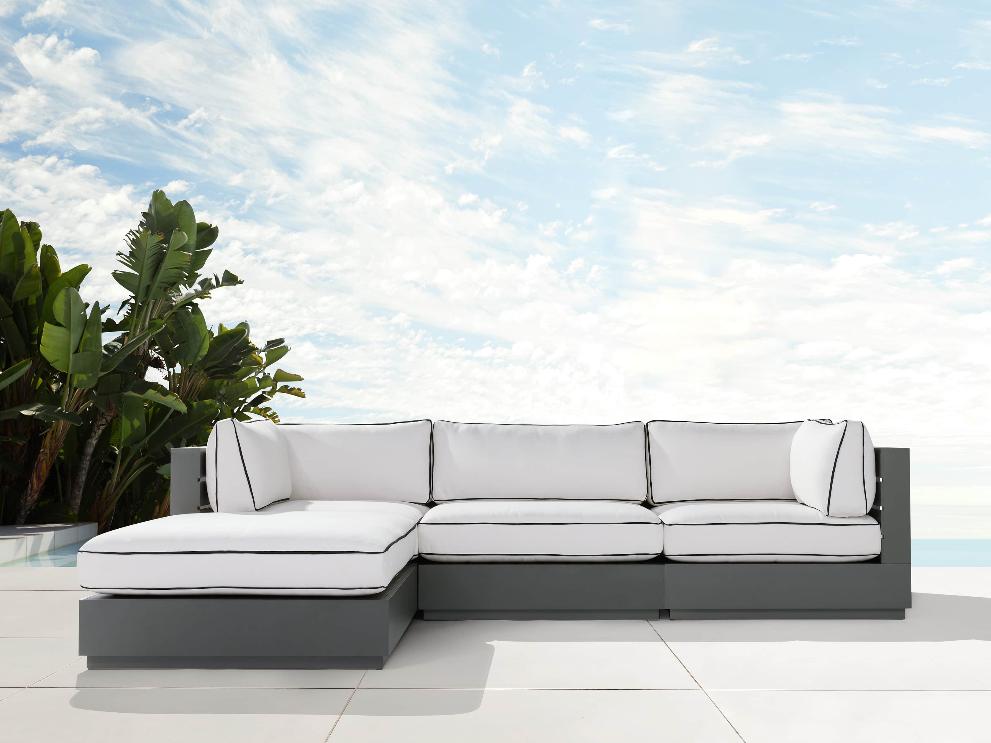 Bal Harbour Outdoor Aluminum 117" Four Piece Sectional with Flange, slide 2 of 8