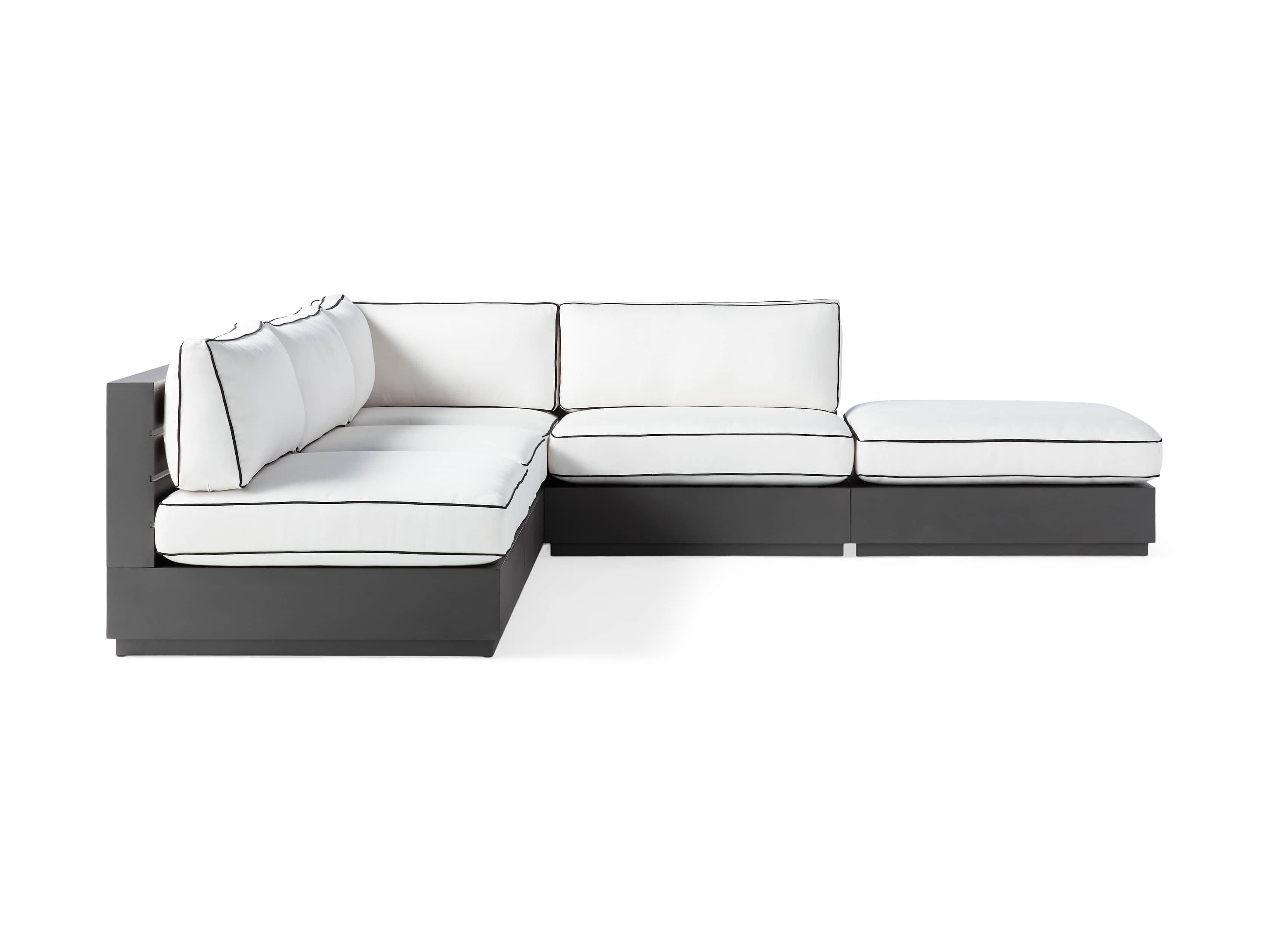 Bal Harbour Outdoor Aluminum Five Piece 117" L-Shaped Sectional with Flange, slide 3 of 8