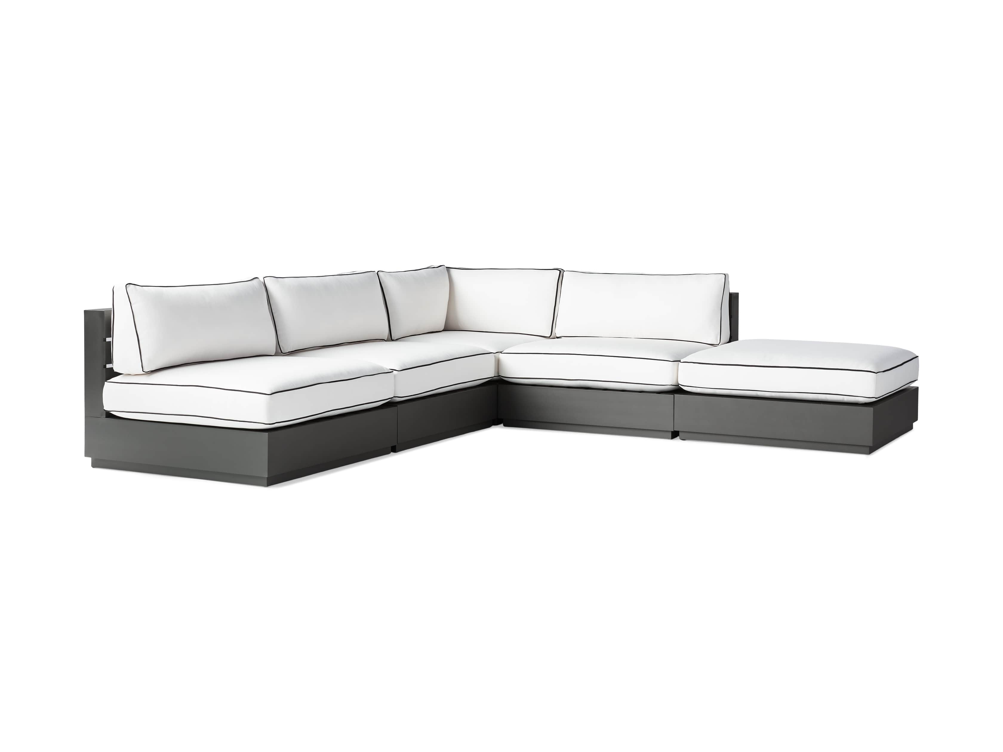 Bal Harbour Outdoor Aluminum Five Piece 117" L-Shaped Sectional with Flange, slide 5 of 8