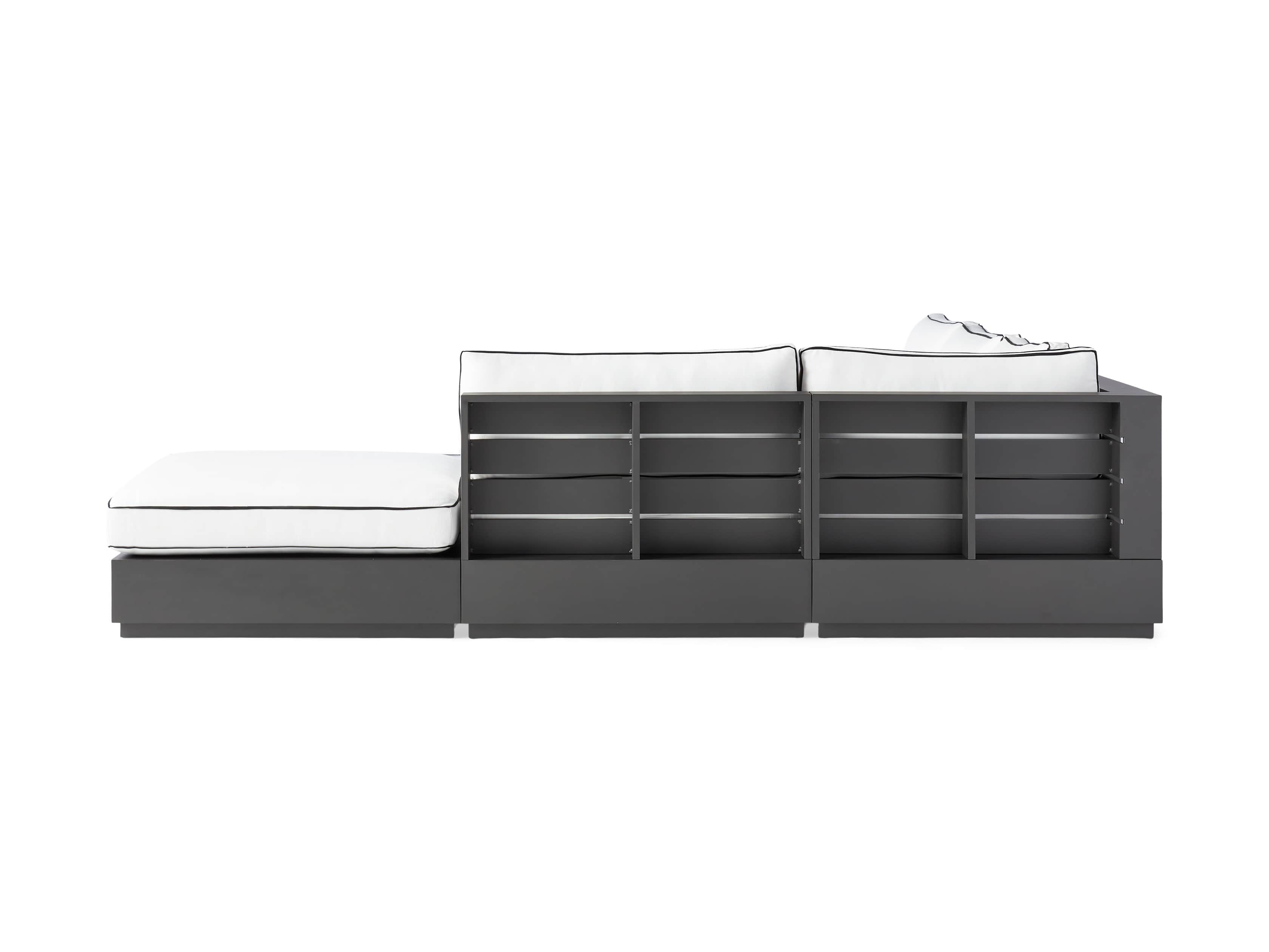 Bal Harbour Outdoor Aluminum Five Piece 117" L-Shaped Sectional with Flange, slide 6 of 8