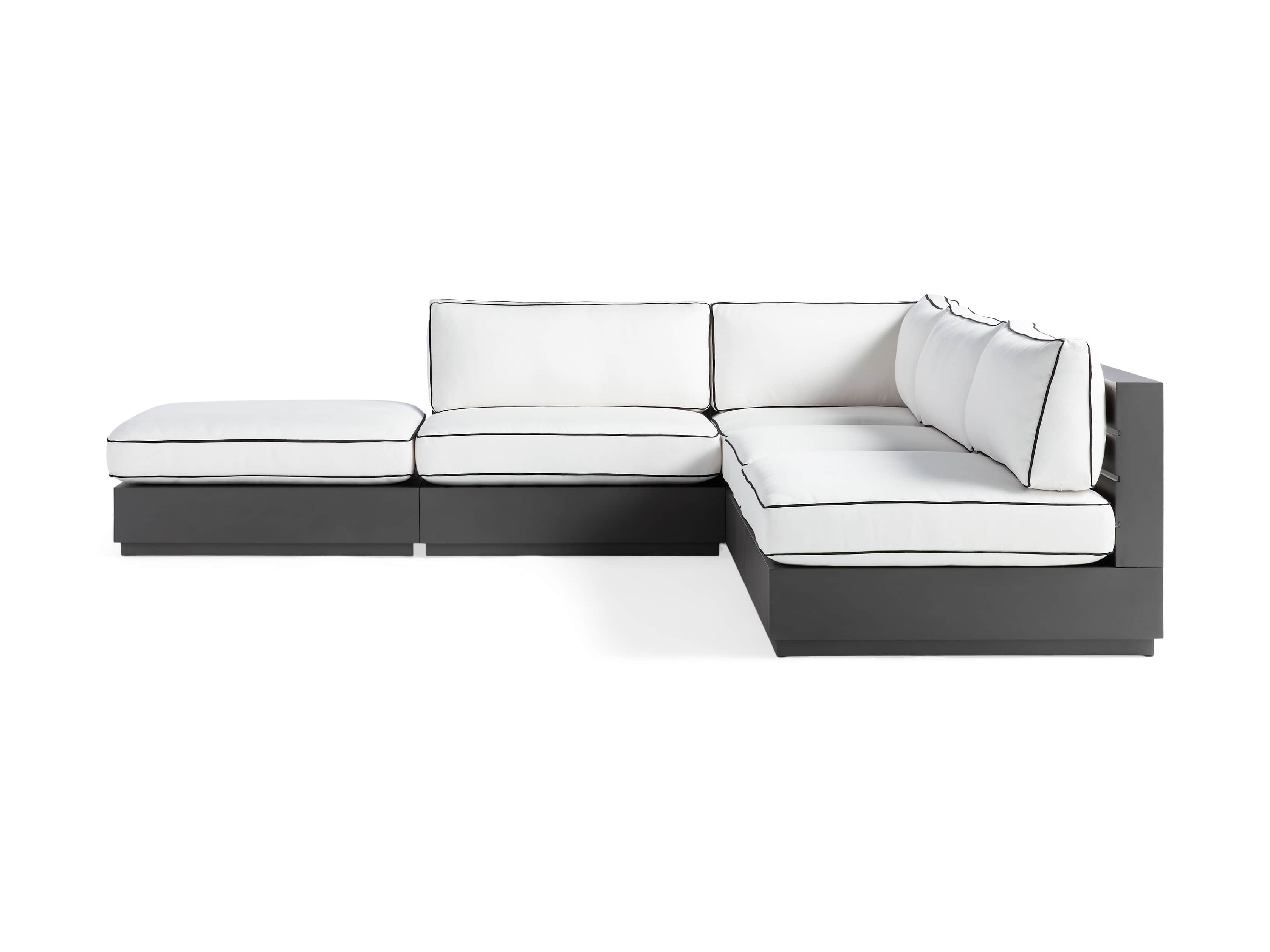 Bal Harbour Outdoor Aluminum Five Piece 117" L-Shaped Sectional with Flange, slide 4 of 8