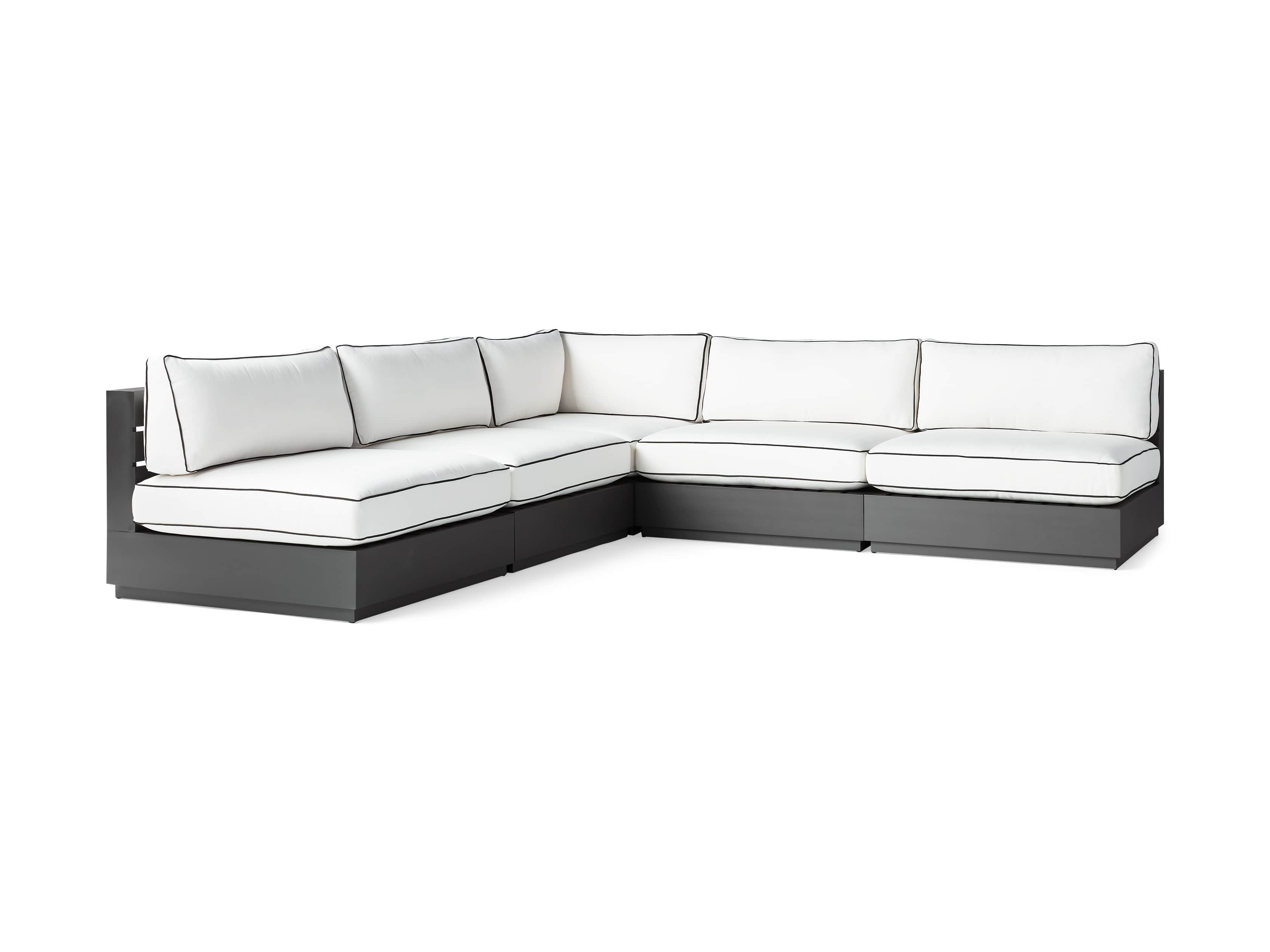 Bal Harbour Outdoor Aluminum 117" Five Piece Corner Sectional with Flange, slide 5 of 8