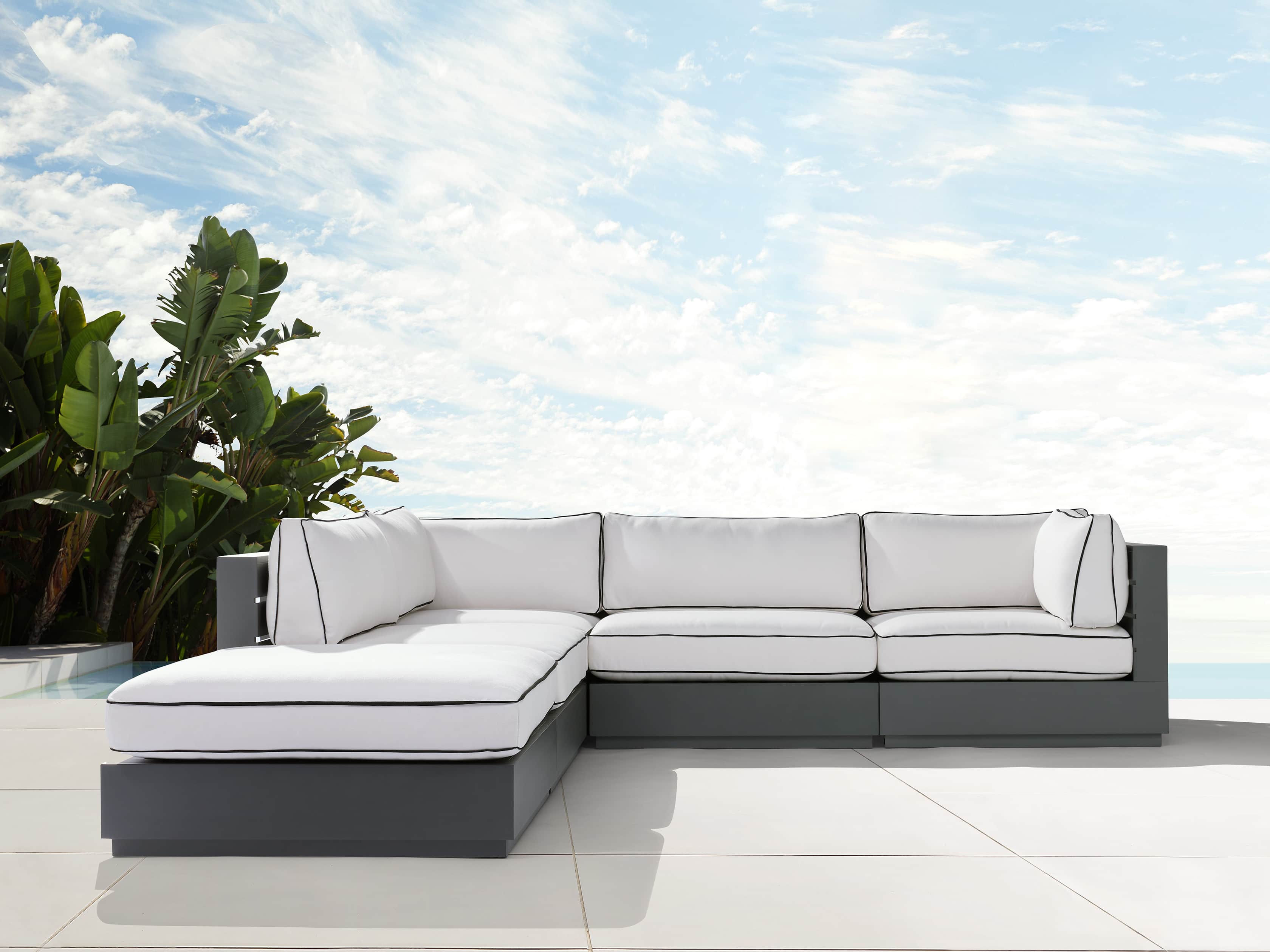 Bal Harbour Outdoor Aluminum 117" Five Piece Sectional with Flange, slide 2 of 7