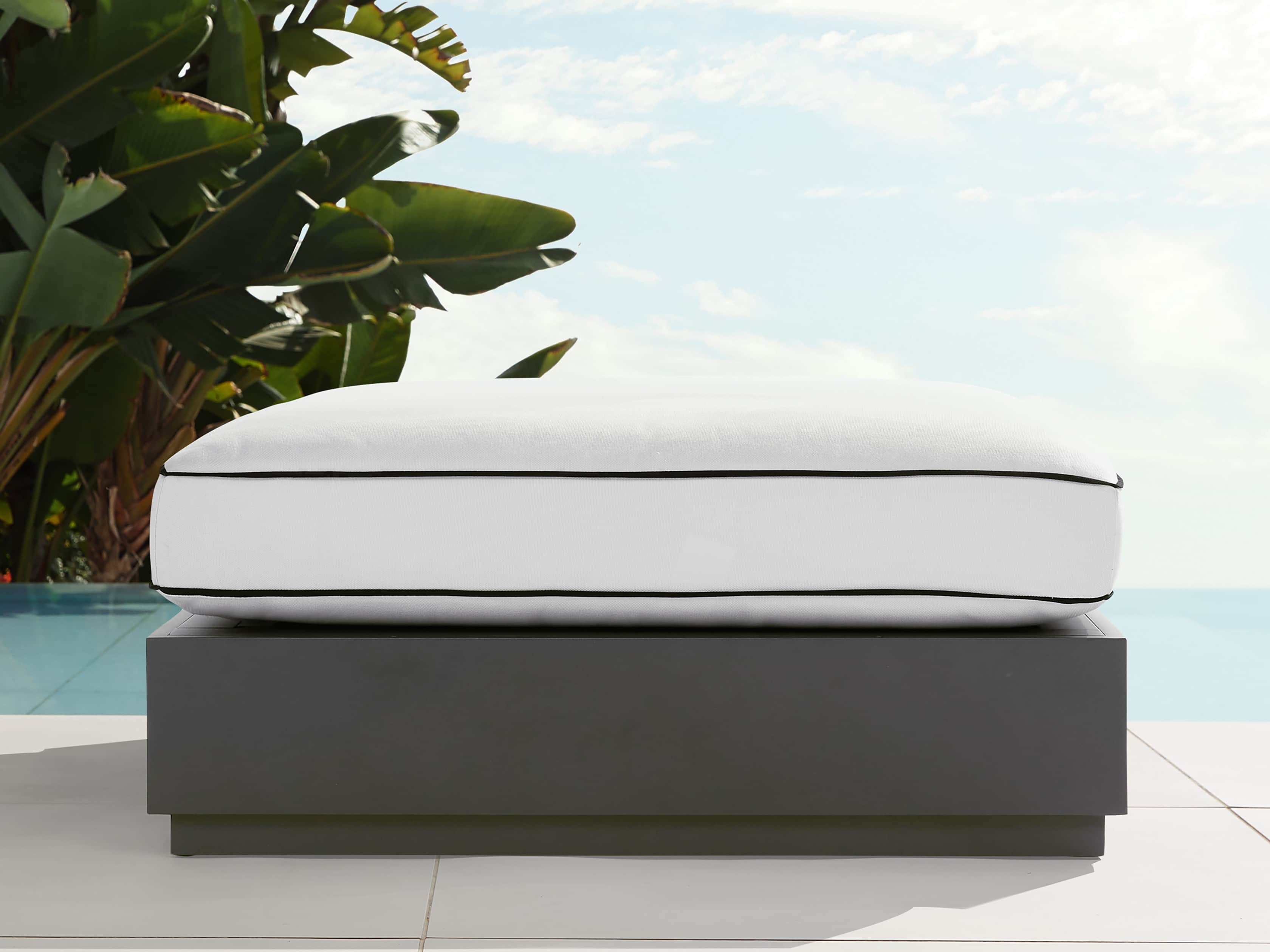 Bal Harbour Outdoor Aluminum 39" Ottoman with Flange, slide 1 of 5