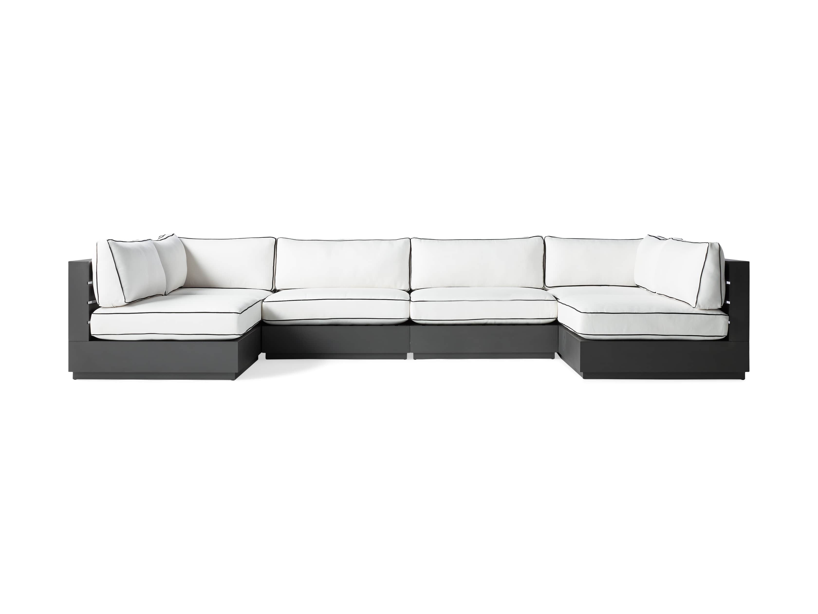 Bal Harbour Outdoor Aluminum 156" Six Piece U-Shaped Sectional with Flange, slide 2 of 6