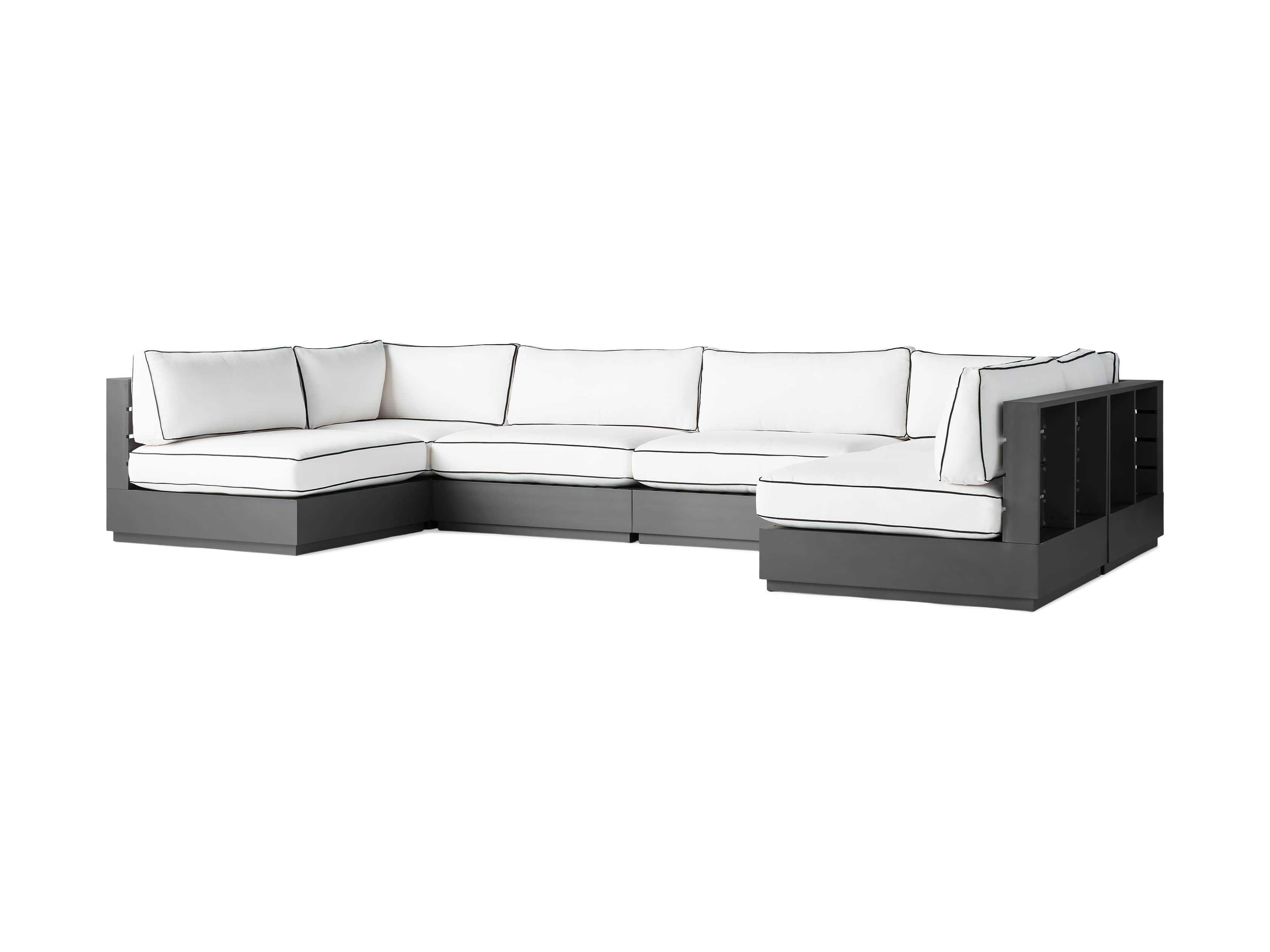 Bal Harbour Outdoor Aluminum 156" Six Piece U-Shaped Sectional with Flange, slide 3 of 6