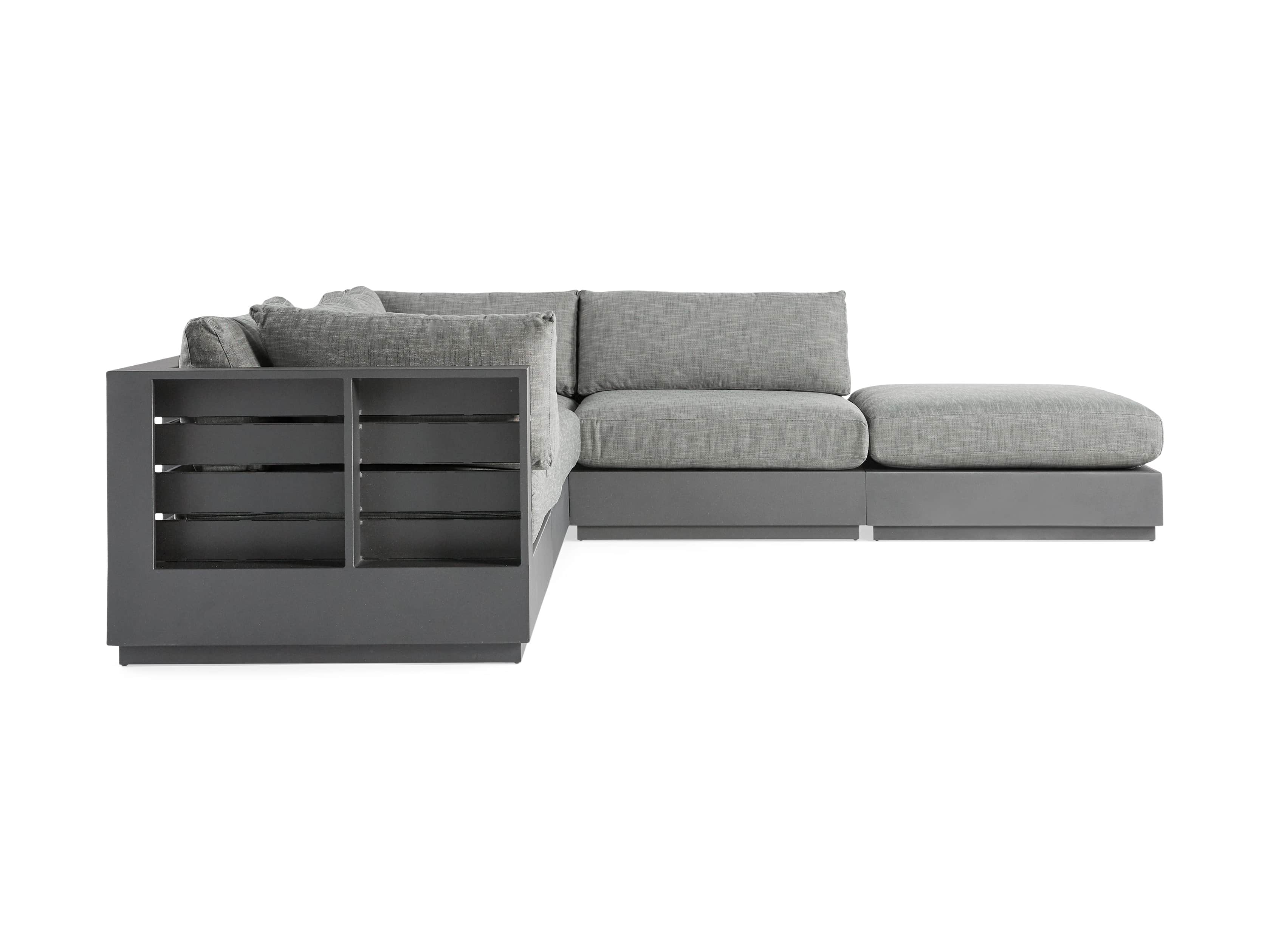 Bal Harbour Outdoor Aluminum Five Piece L Shape Sectional with Ottoman, slide 3 of 6