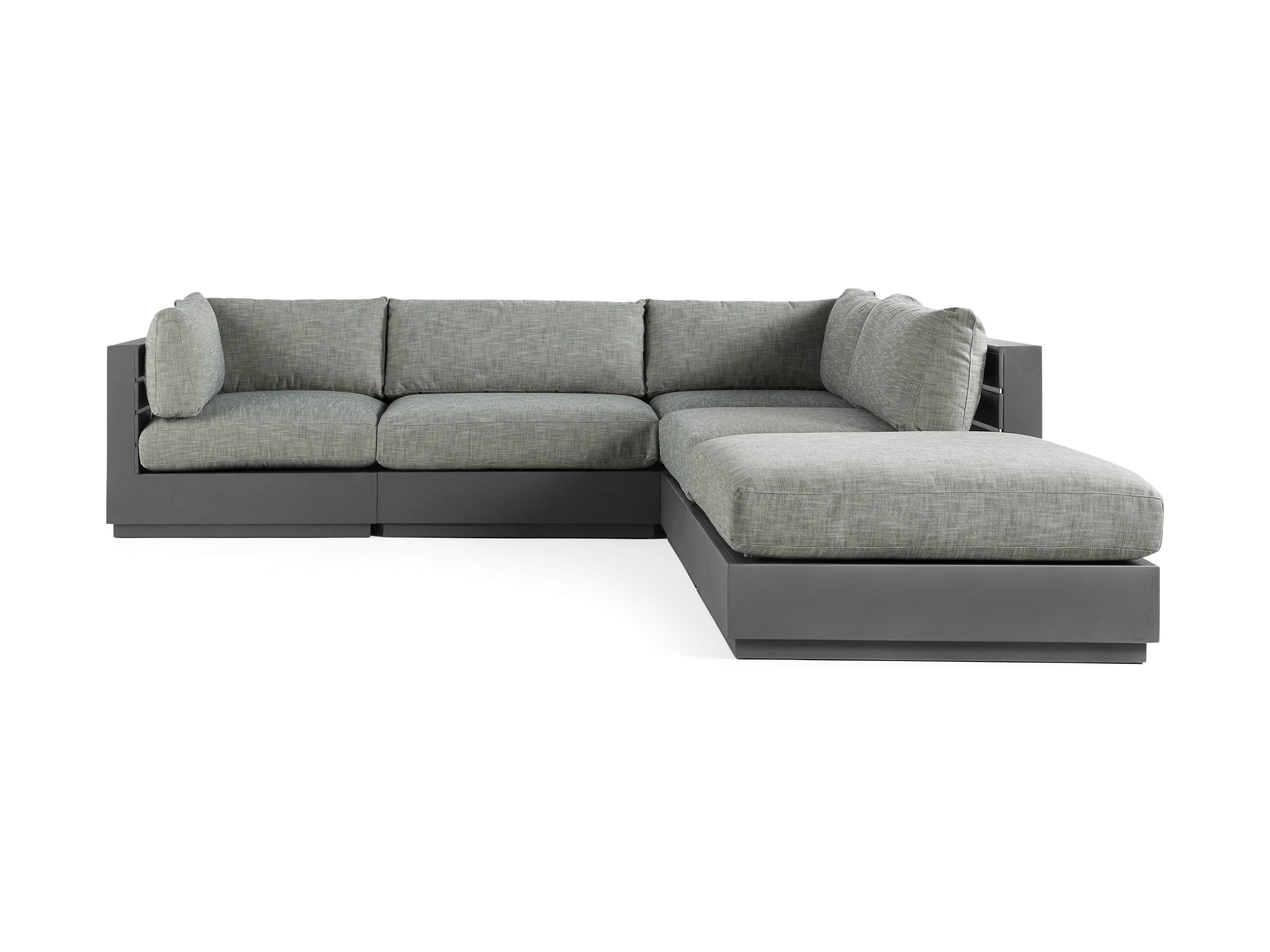 Bal Harbour Outdoor Aluminum Five Piece L Shape Sectional with Ottoman, slide 2 of 6