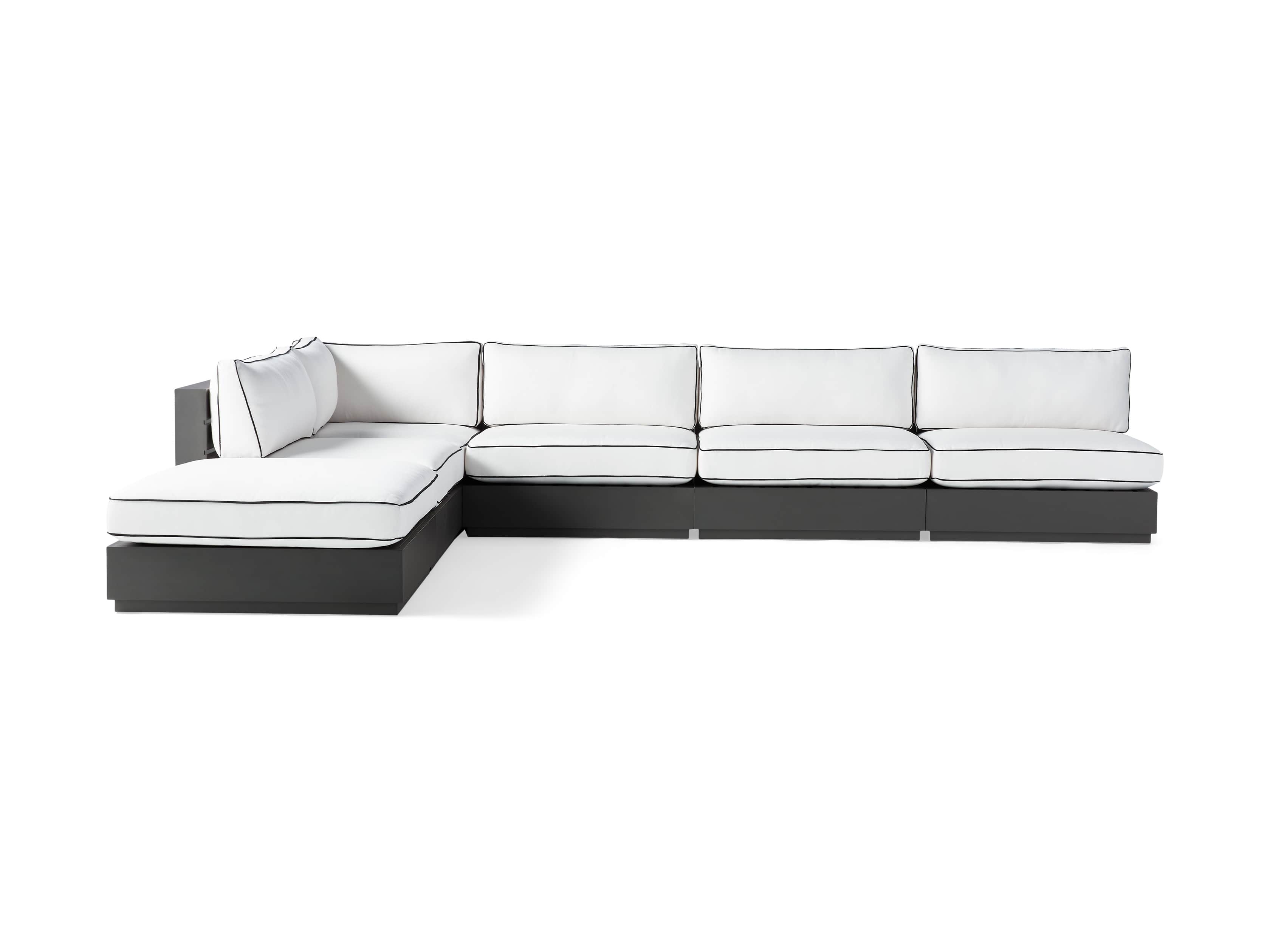 Bal Harbour Outdoor Aluminum 156" Six Piece L-Shaped Sectional with Flange, slide 3 of 8