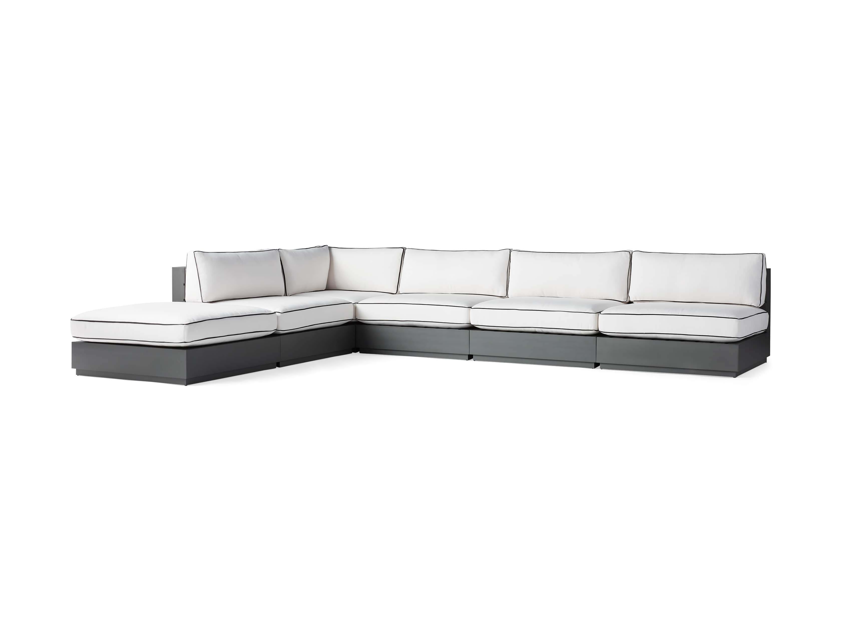 Bal Harbour Outdoor Aluminum 156" Six Piece L-Shaped Sectional with Flange, slide 5 of 8