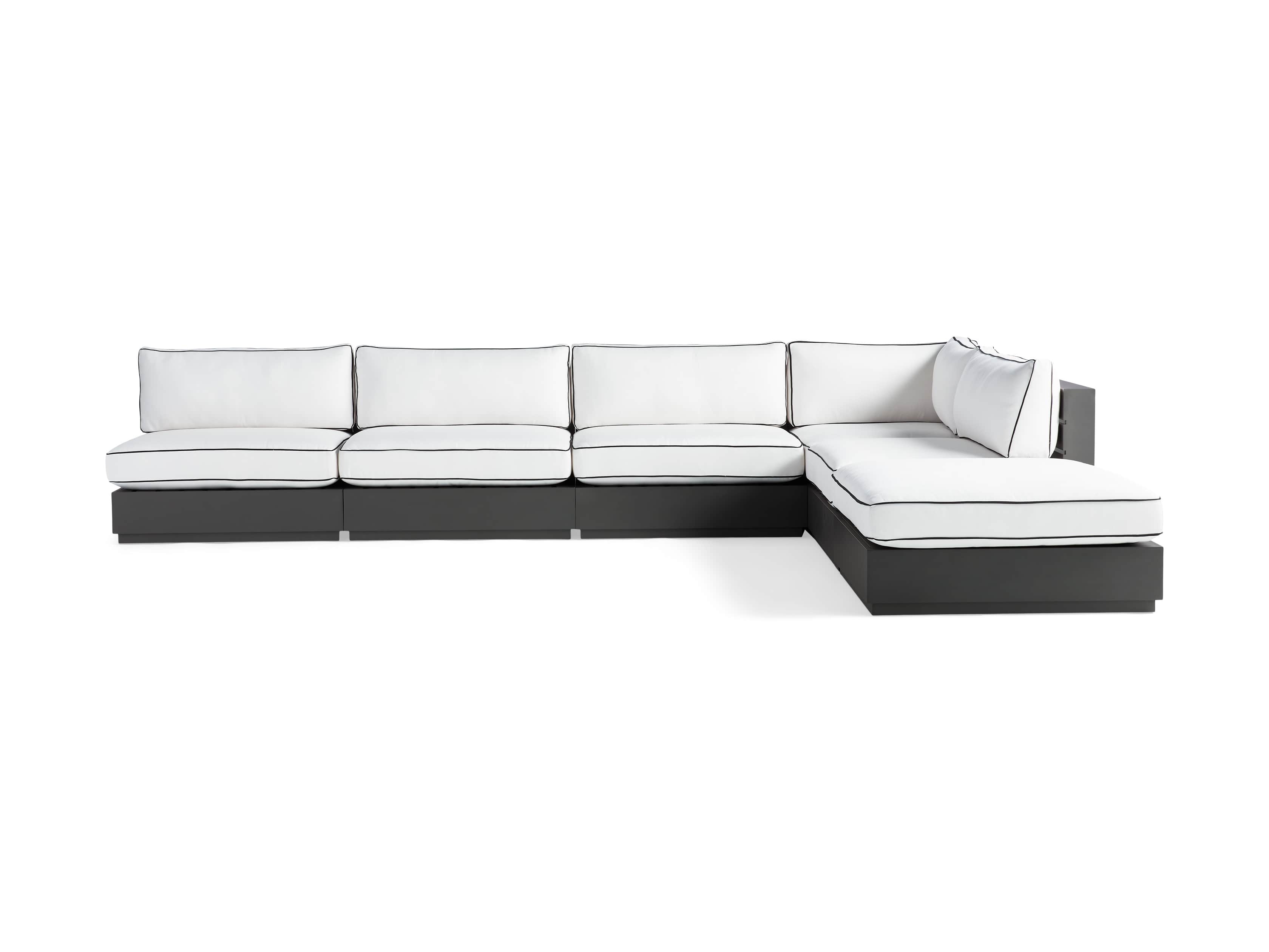 Bal Harbour Outdoor Aluminum 156" Six Piece L-Shaped Sectional with Flange, slide 4 of 8