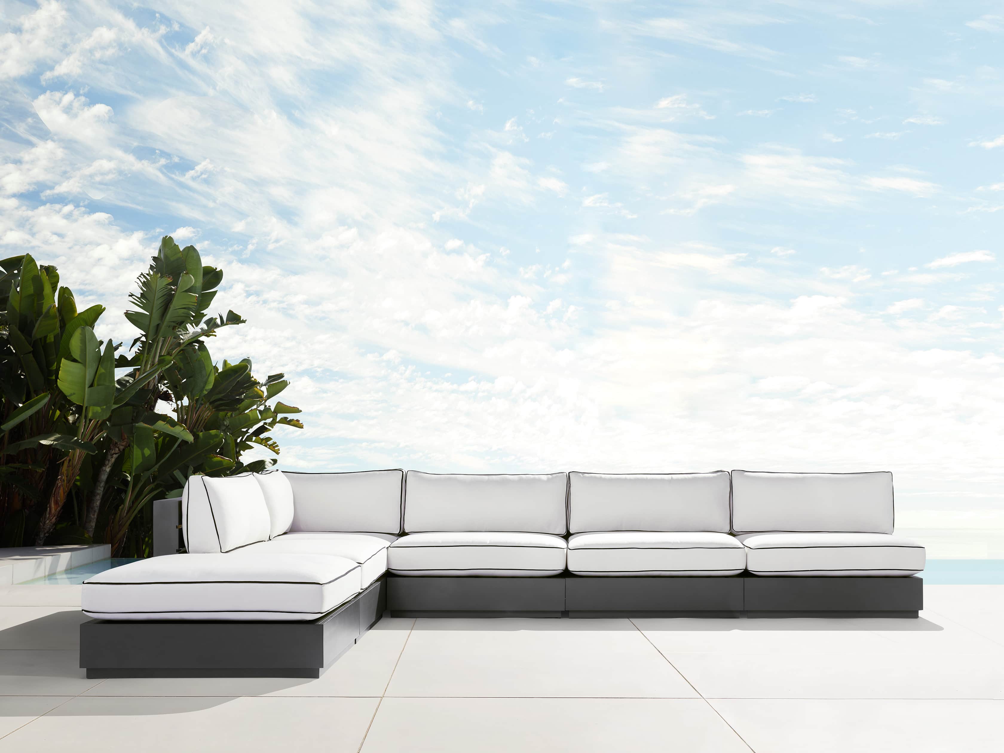 Bal Harbour Outdoor Aluminum 156" Six Piece L-Shaped Sectional with Flange, slide 1 of 8