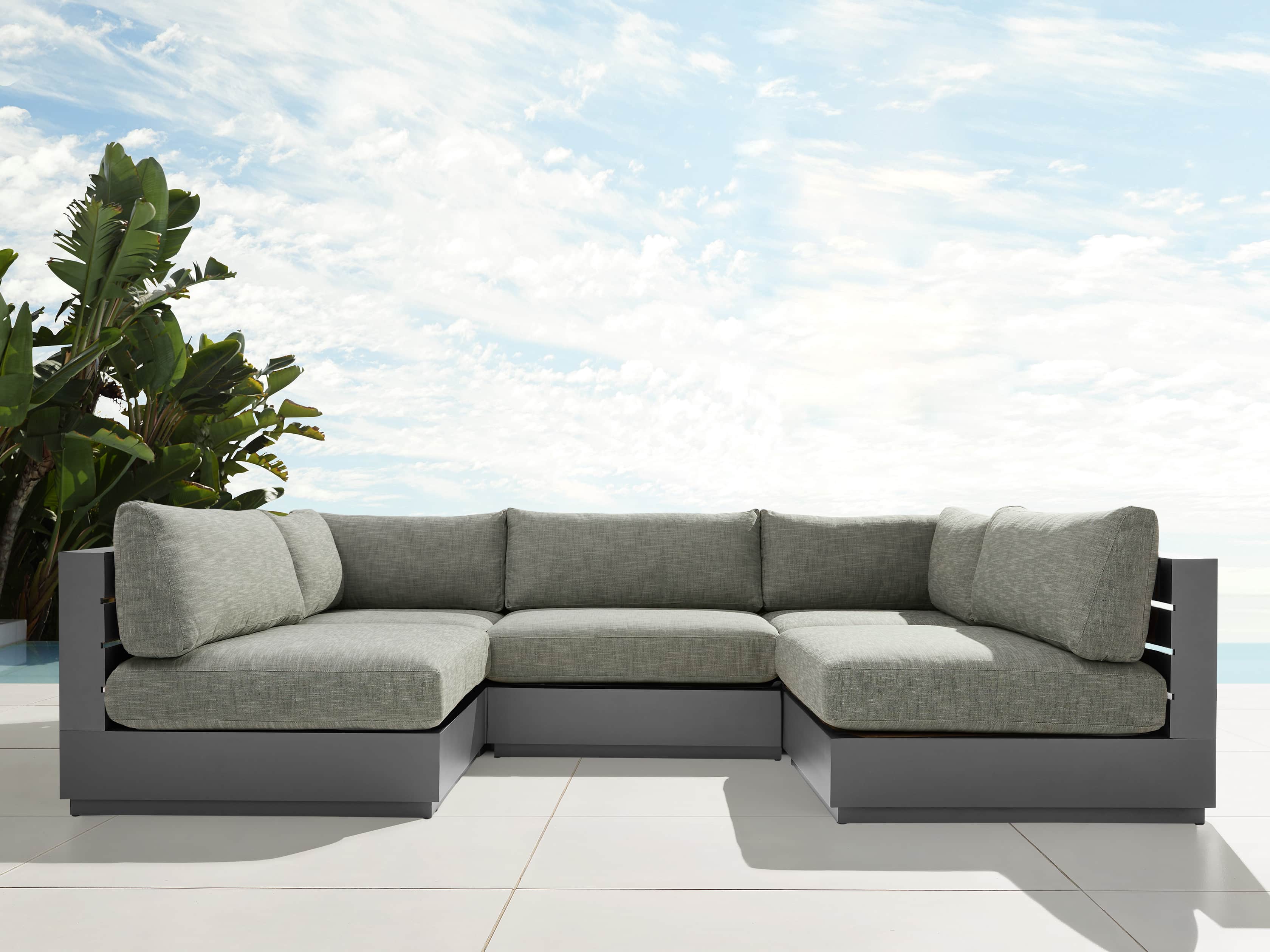 View the Bal Harbour Outdoor Aluminum Five Piece U Shaped Sectional | Variant: STARBOARD MINK